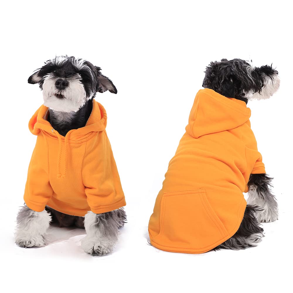 Dog Hoodies & Sweatshirts with Hood and Pockets - Warm Pet Clothes for Small Dogs (Orange, Medium) - Perfect for Winter Walks and Outdoor Adventures