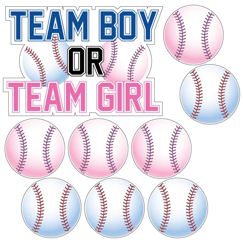 VictoryStore Gender Reveal Baseball Yard Decorations - 9pcs Set with Stakes for Team Boy or Team Girl Baby Shower Party | Outdoor Lawn Sign for Gender Announcement Celebration (19137)