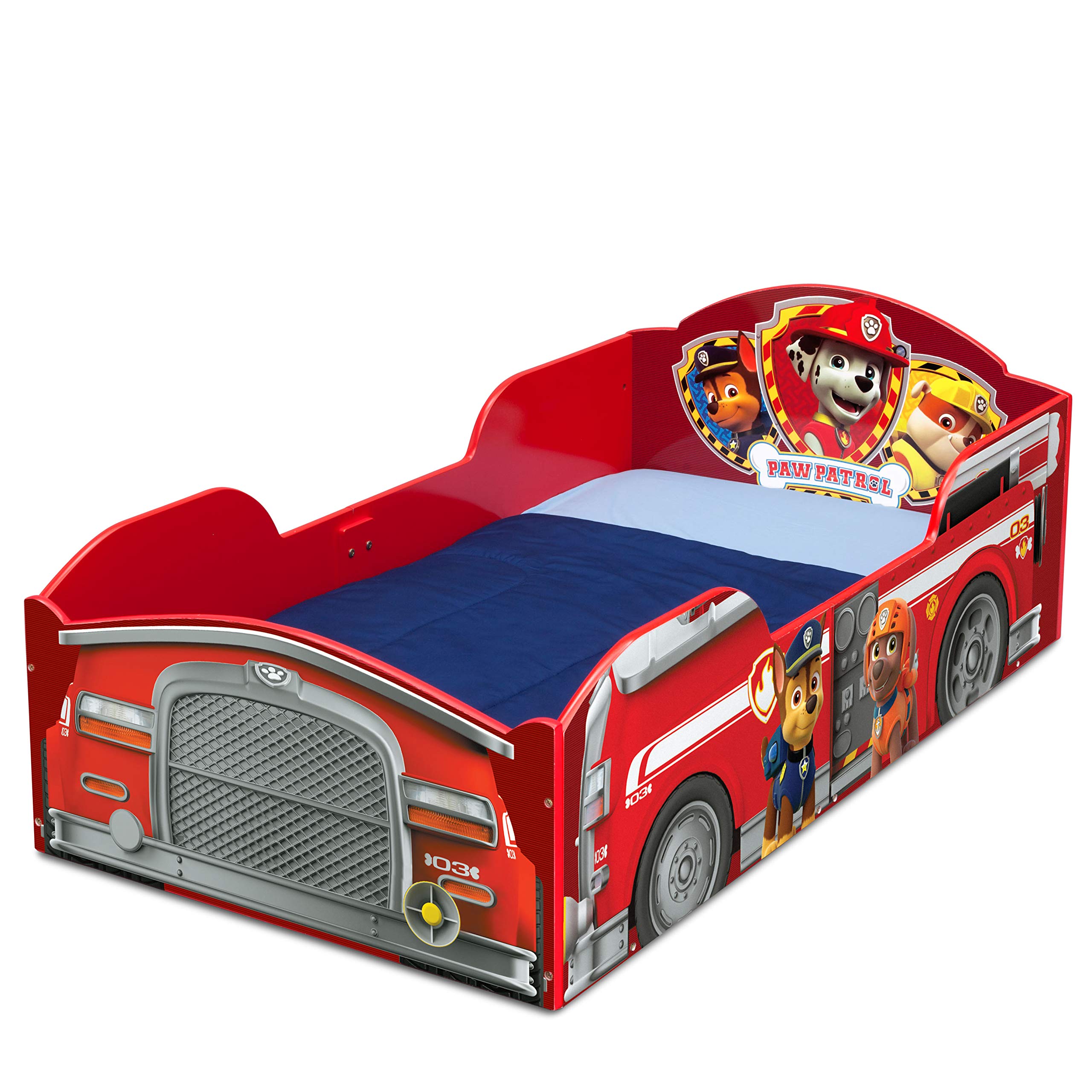 Delta Children Wood Toddler Bed with Nick Jr. PAW Patrol Design & Serta Perfect Slumber Dual-Sided Mattress - Eco-Friendly Recycled Fiber Core | Safe Sleep Solution for Kids' Bedroom & Nursery Decor
