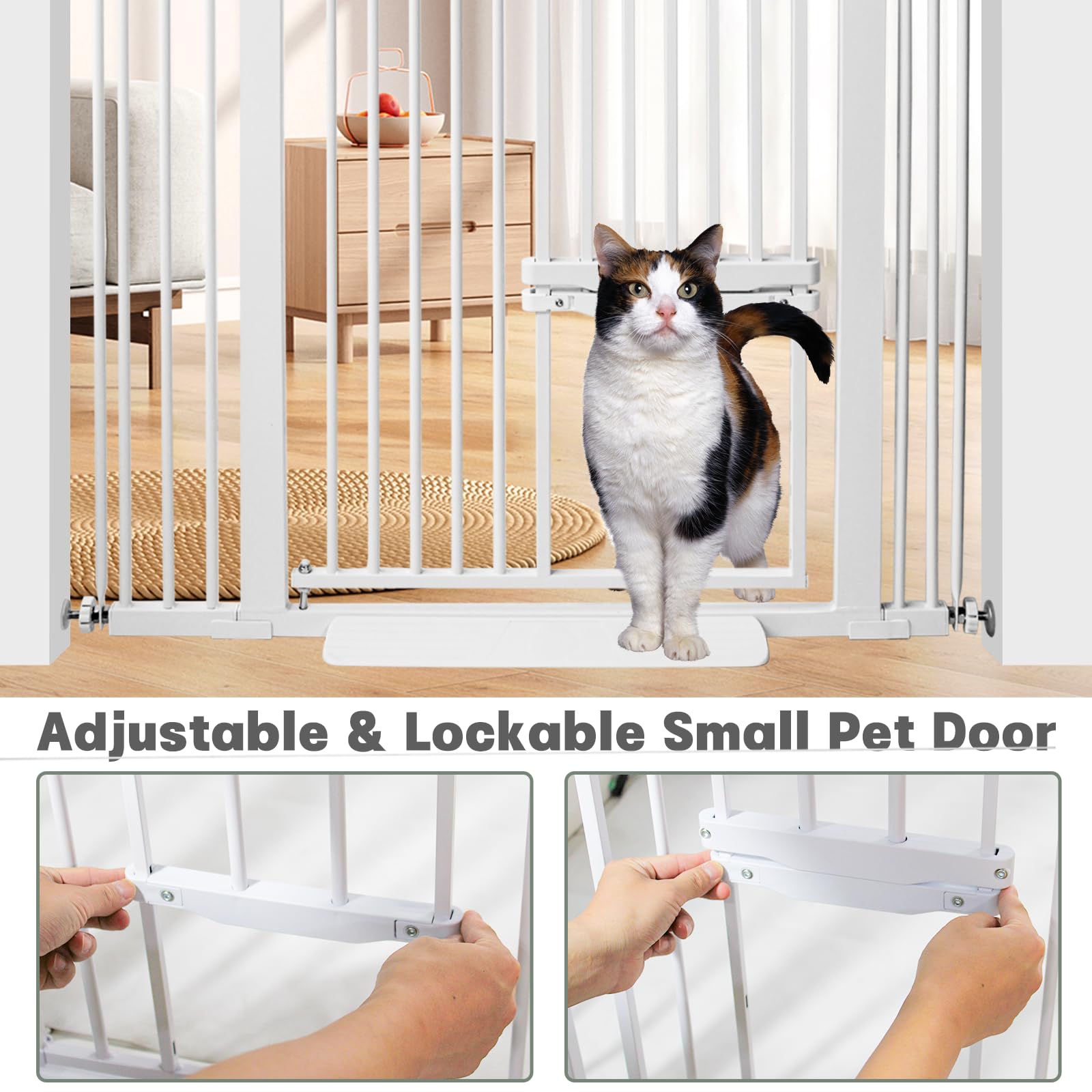 55 Inch Extra Tall Pet Gate with Small Cat Door - Adjustable 29.55