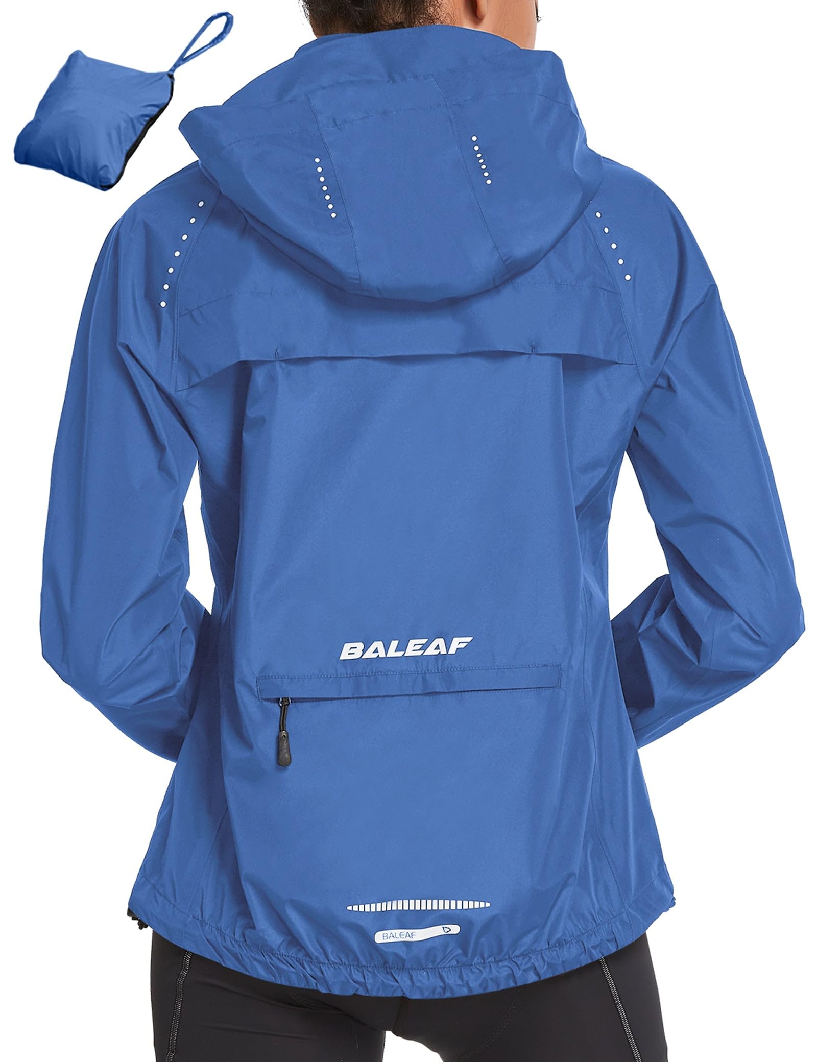BALEAF Women's Waterproof Windbreaker Jacket - Lightweight Raincoat with Hood for Running, Cycling & Outdoor Activities | Reflective & Packable Design for Hiking, Travel & Commuting