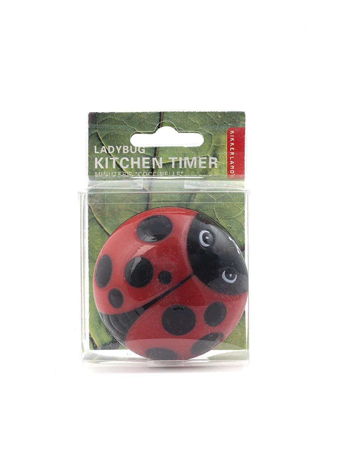 Kikkerland Red Ladybug Kitchen Timer - 60 Minute Countdown, 5.7 x 5.7 x 4.4 cm - Cute Bug-Shaped Cooking Timer for Baking, Cooking, and Classroom Activities