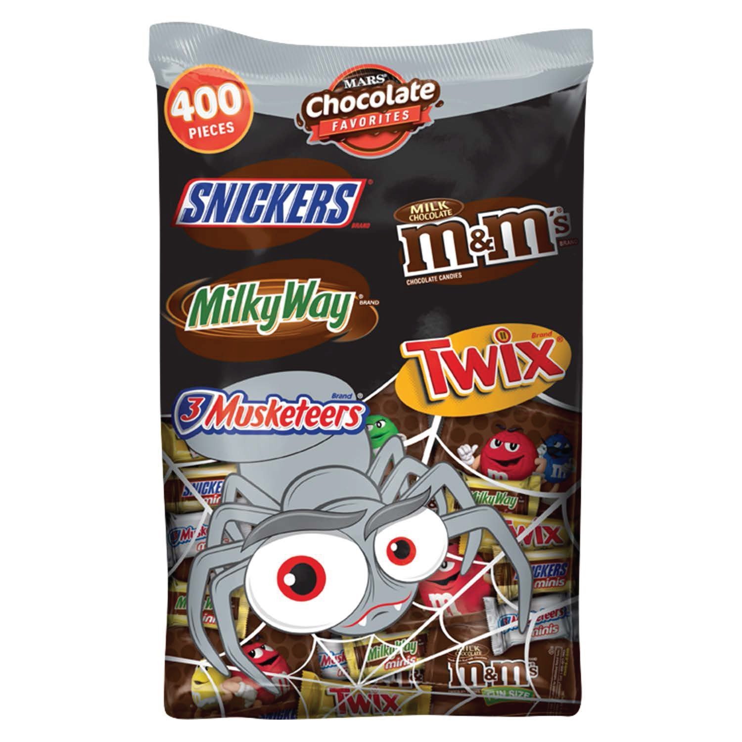 Mars Halloween Candy Mix - TWIX, SNICKERS, M&M'S (400pcs) for Parties & Treats