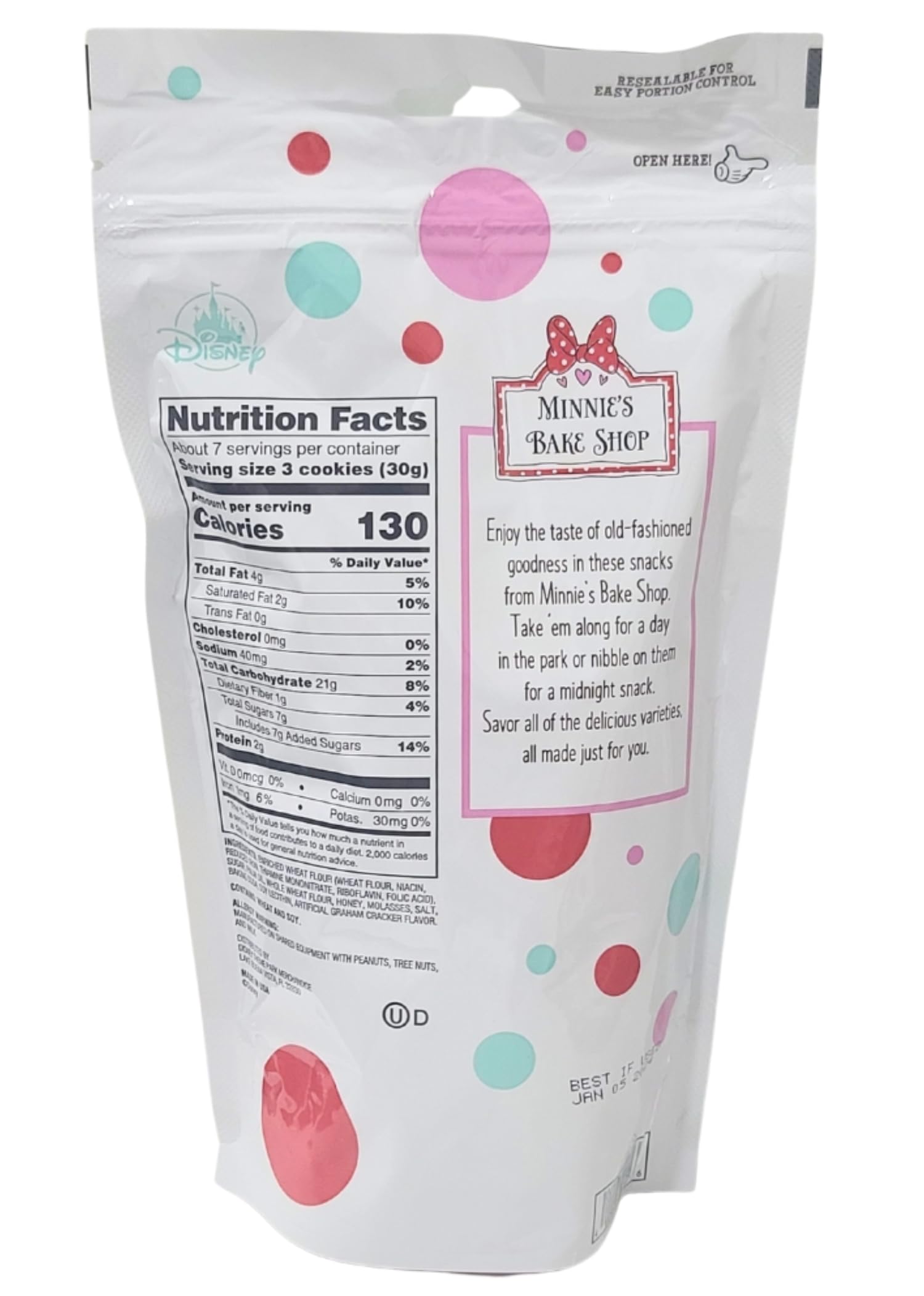 Disney Parks Minnie's Bake Shop Graham Cookies 7 Oz - Crunchy & Sweet Snack for Kids, Parties & Lunchboxes | Perfect for Baking, Desserts & Disney Themed Events