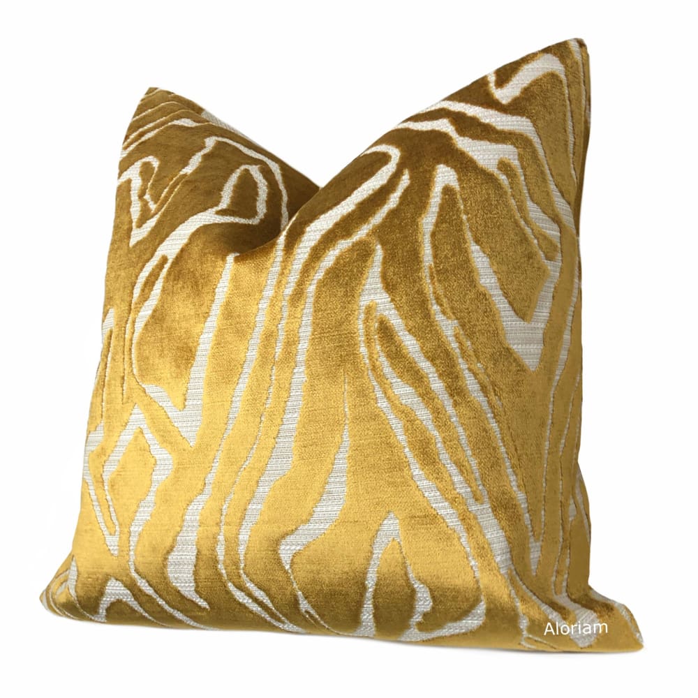 Jonas Gold Beige Abstract Velvet Pillow Cover - Decorative Throw Pillow Case for Sofa, Bed, Couch - Home Decor Accent for Living Room, Bedroom