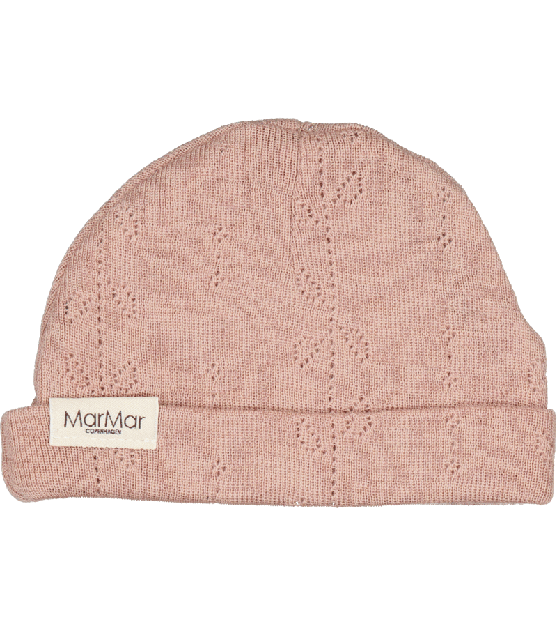 MarMar Copenhagen Burnt Rose Wool Pointelle Aiko Hat - Warm Winter Beanie for Women, Soft Knit Hat for Cold Weather, Fashionable Accessory for Outdoor Activities