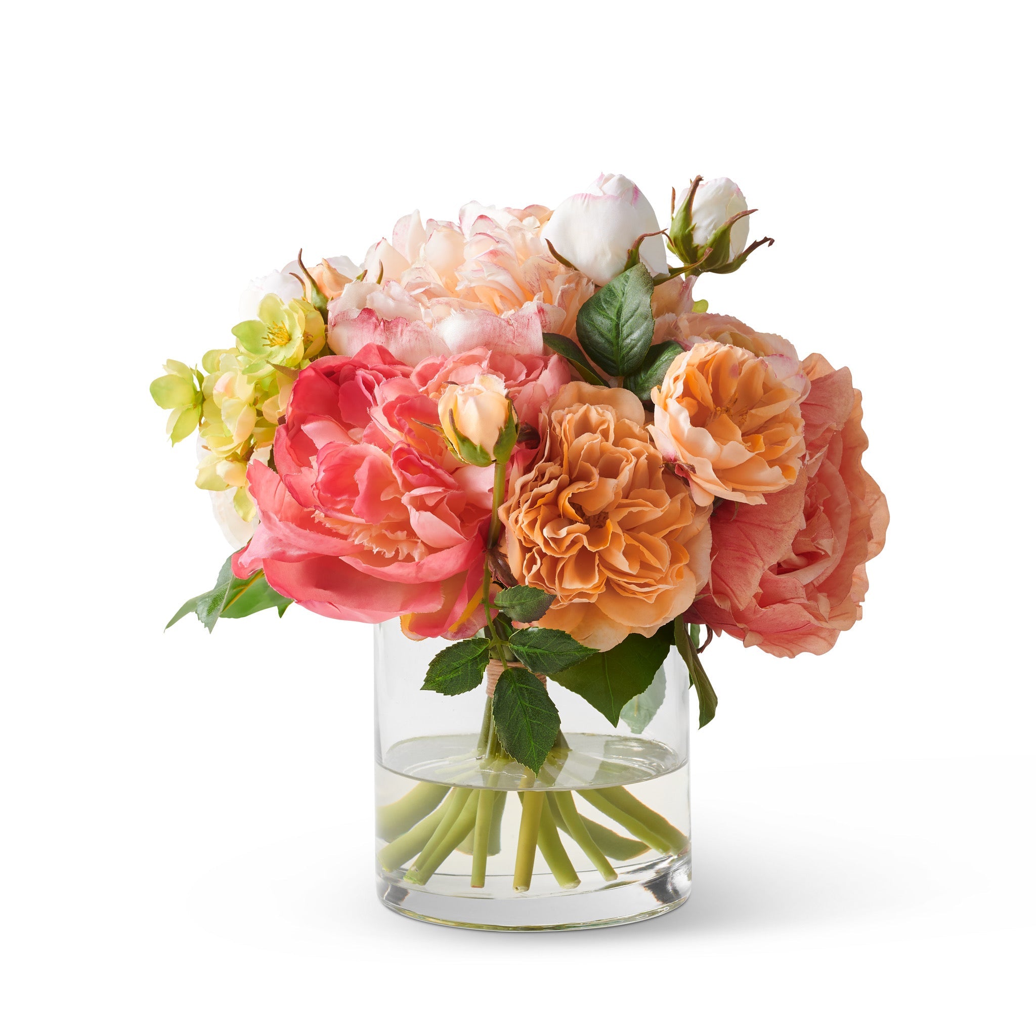 Josephine Peony & Rose Garden in Vase - Elegant Floral Arrangement for Home Decor, Wedding Centerpieces & Gift Ideas