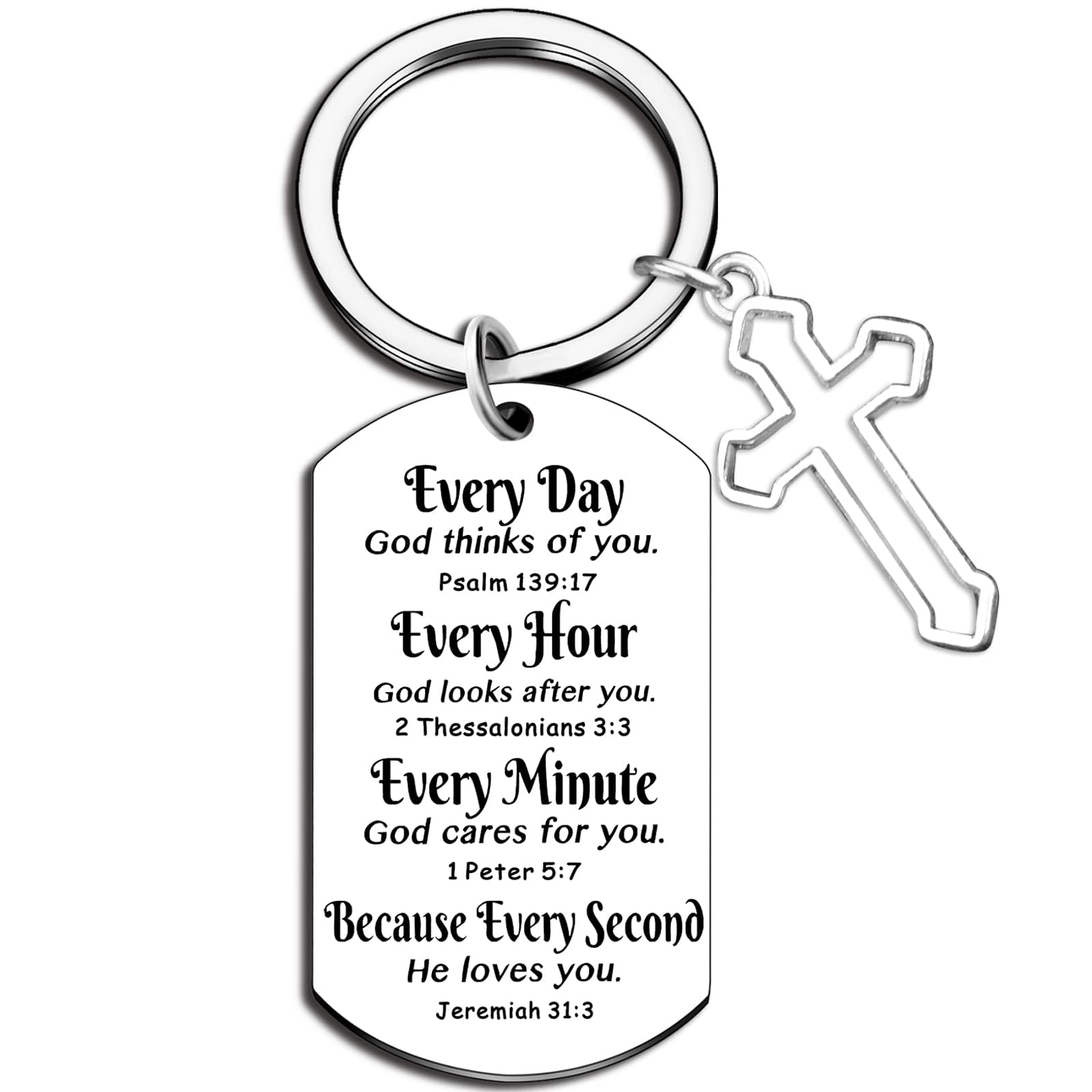 Faith Cross Keychain - Christian Gifts for Baptism, Easter & Birthdays