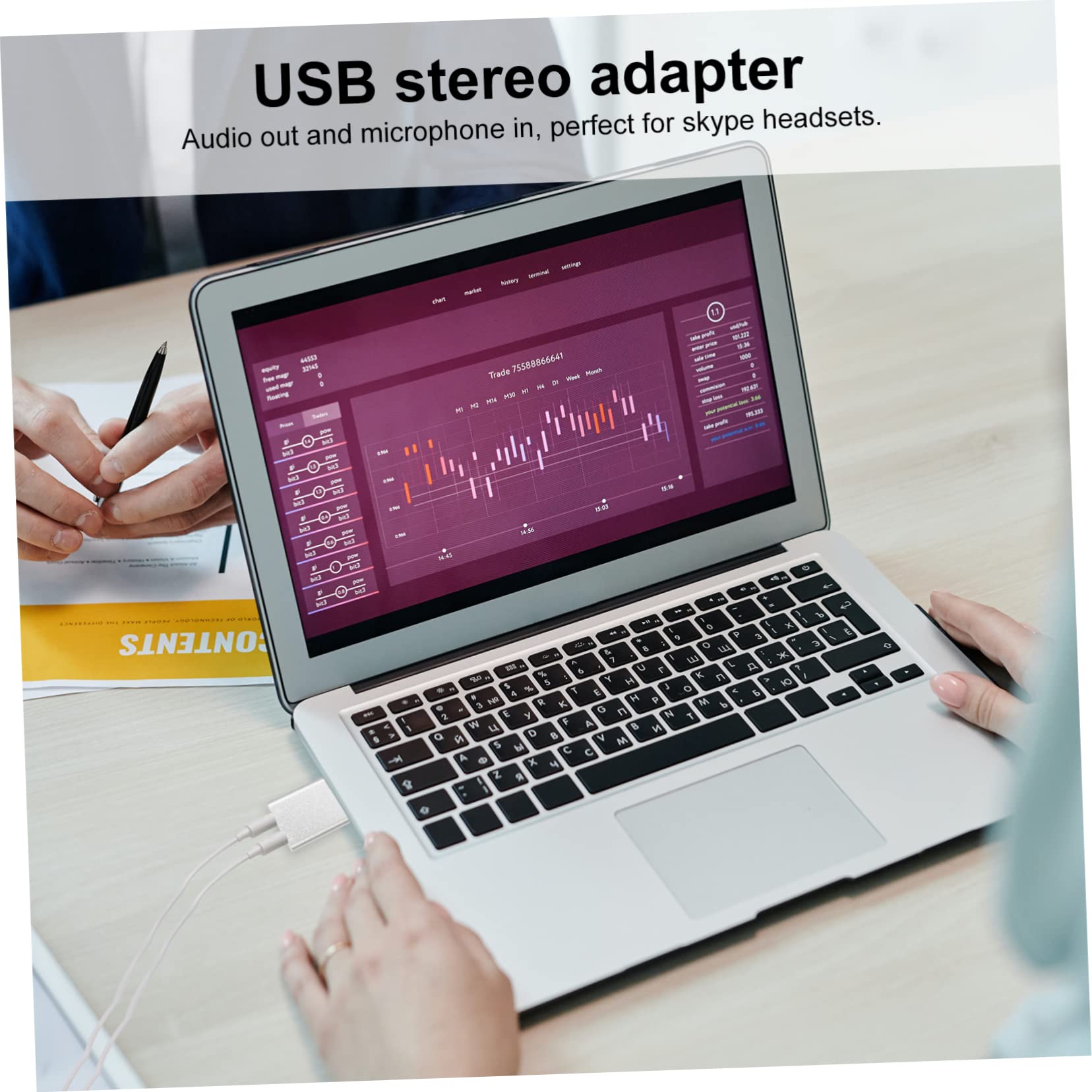 PartyKindom 2-Pack USB External Sound Card Adapter - 3D Aluminum Alloy USB Headset & Microphone Splitter for Laptops, PCs, Gaming Headsets - Perfect for Online Meetings, Gaming & Music Streaming