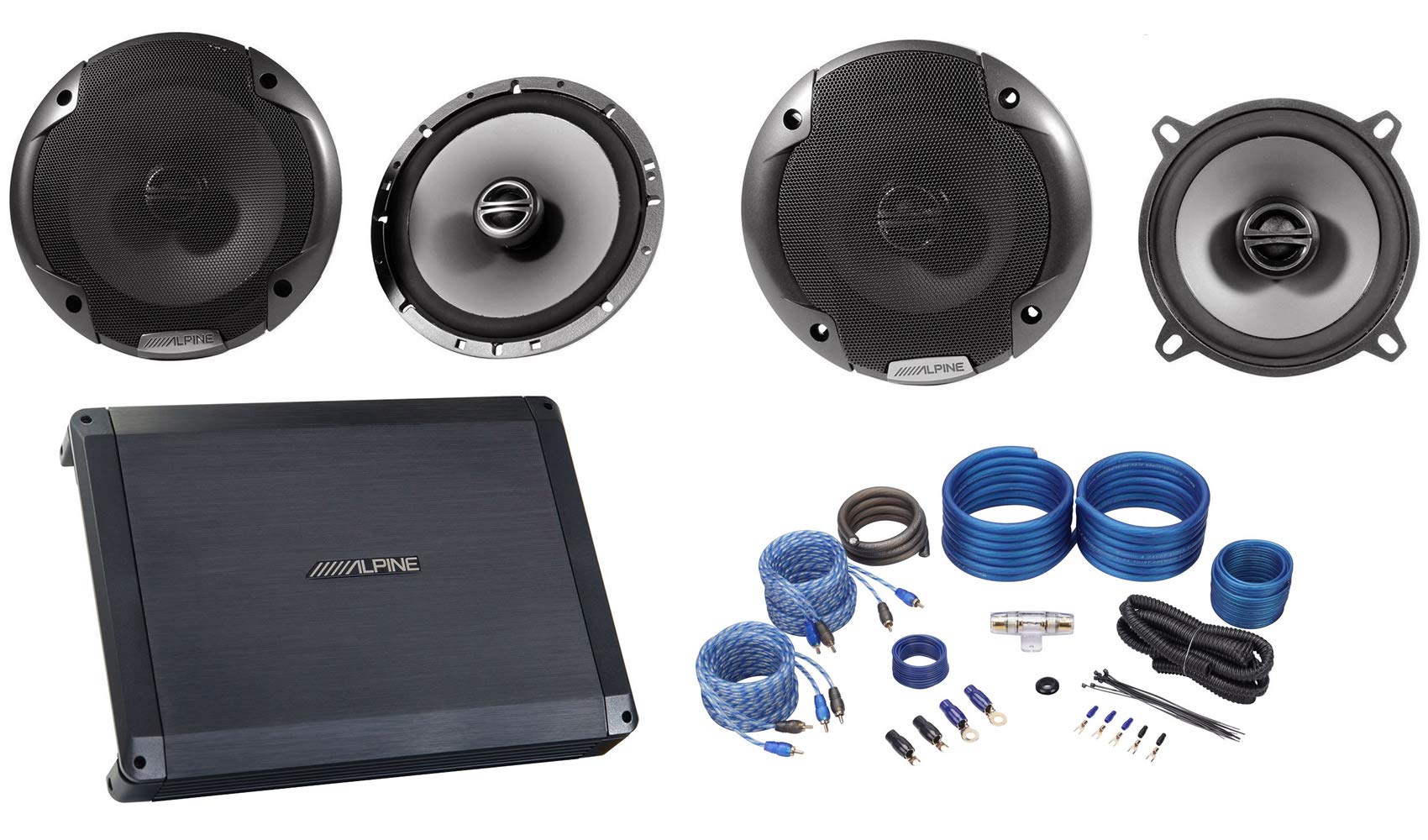 Alpine SPE-5000 & SPE-6000 Type-E Car Audio Speaker Bundle with BBX-F1200 Amplifier + Rockville RWK42 Installation Kit - High Power 4-Way Coaxial Speakers for Cars, Trucks & SUVs - Perfect for Upgrading Factory Sound System & Enhancing Road Trip Music Experience