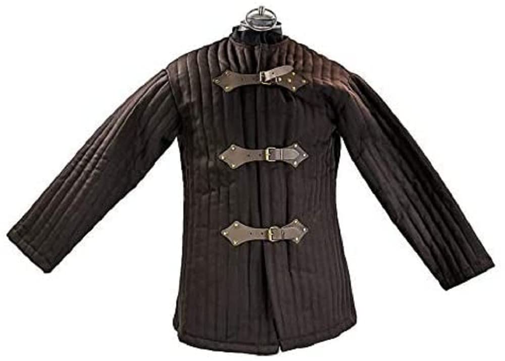 Authentic Medieval Thick Padded Gambeson Armor with Buckles - Full Sleeve Historical Costume for LARP, Theater & Renaissance Fairs | Reenactment, Cosplay & Medieval Festival Wear