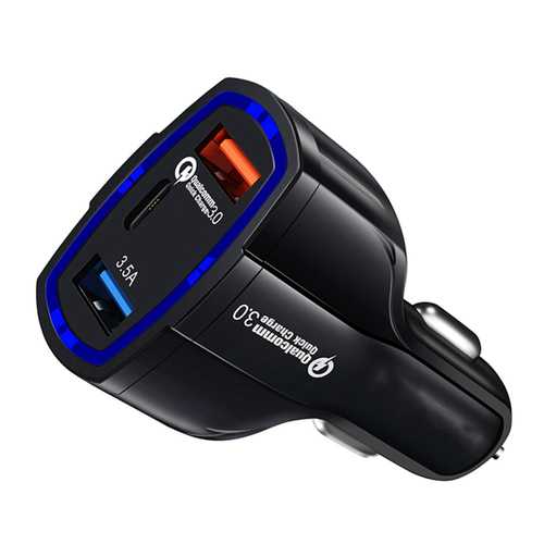 Bakeey QC3.0 Fast Car Charger with Dual USB Ports & Type-C | LED Indicator | Quick Charge for iPhone, Samsung, iPad, Tablets | Perfect for Road Trips & Travel Charging