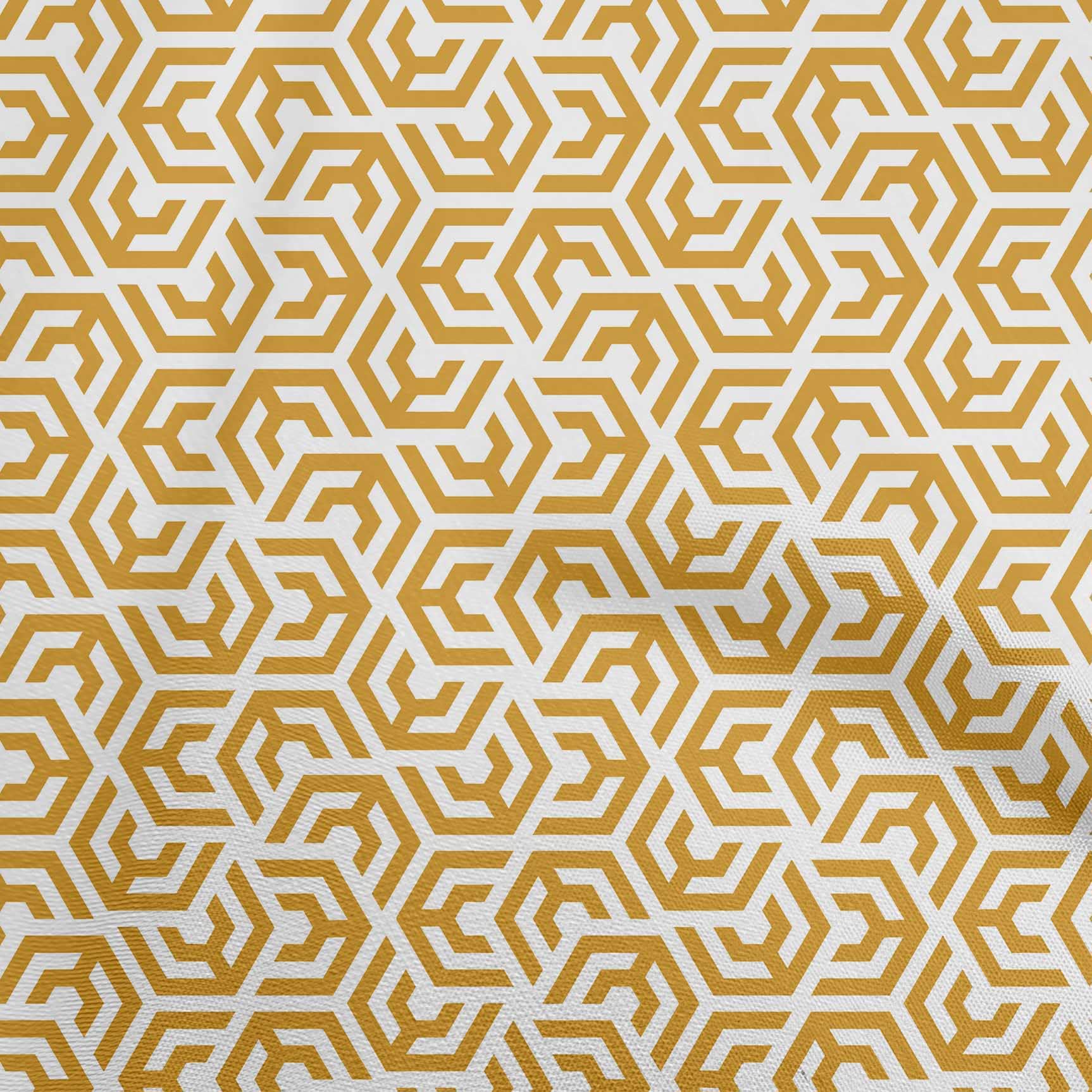 oneOone Mustard Yellow Geometric Print Polyester Spandex Fabric - 56 Inch Wide for DIY Clothing, Quilting & Home Decor Projects | Soft Stretch Material for Dresses, Curtains & Crafting