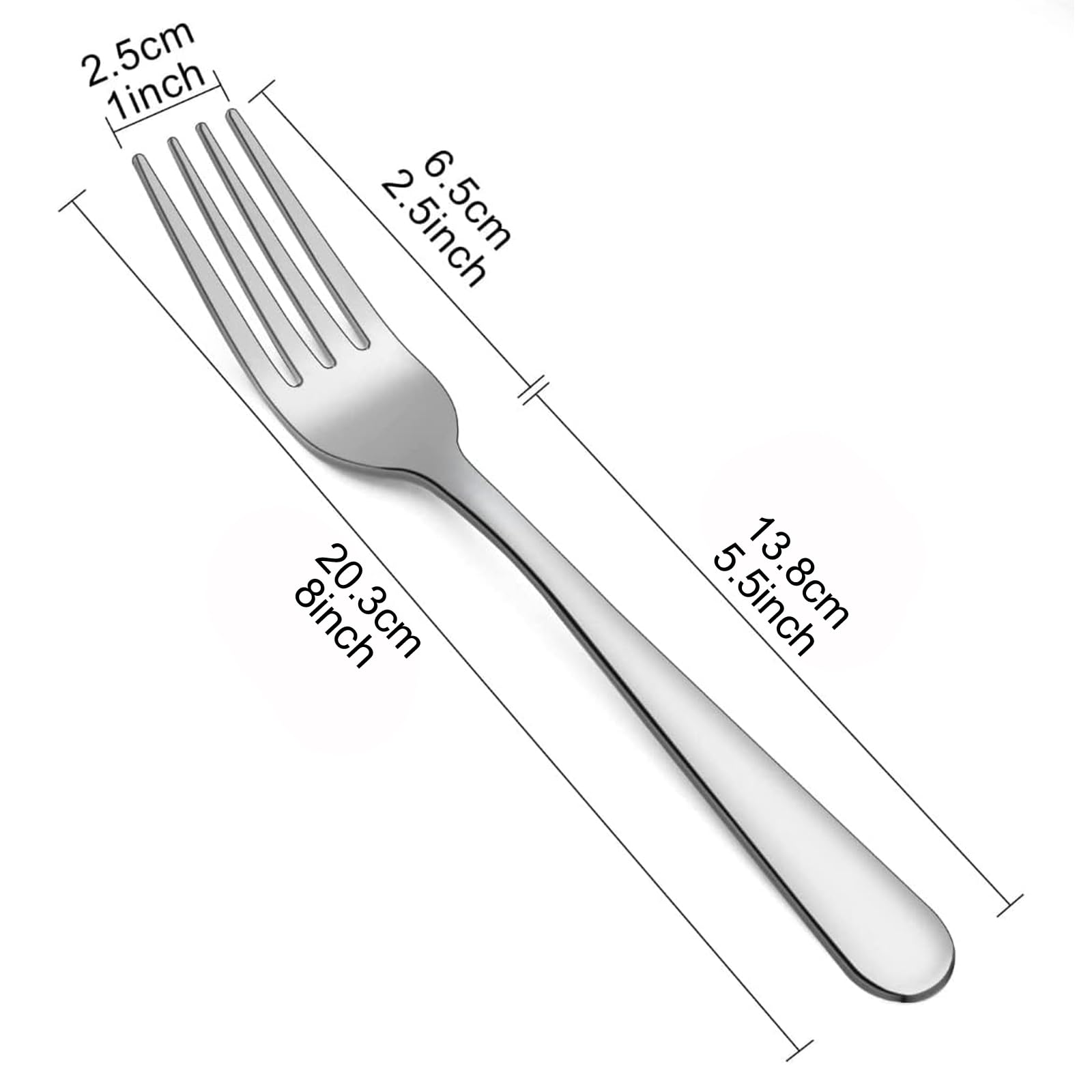 GOBOOMAN 12-Piece Stainless Steel Dinner Forks Set - 8 Inch Elegant Tableware for Restaurants, Parties & Home Dining - Durable & Dishwasher Safe Cutlery