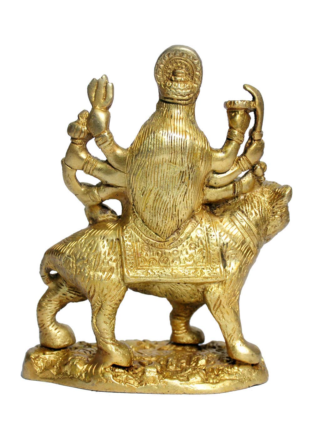 Handcrafted Brass Goddess Durga Statue - 4x2x5.25 Inches, 0.9kg - Hindu Deity Sculpture for Home Altar, Pooja Room & Spiritual Decor
