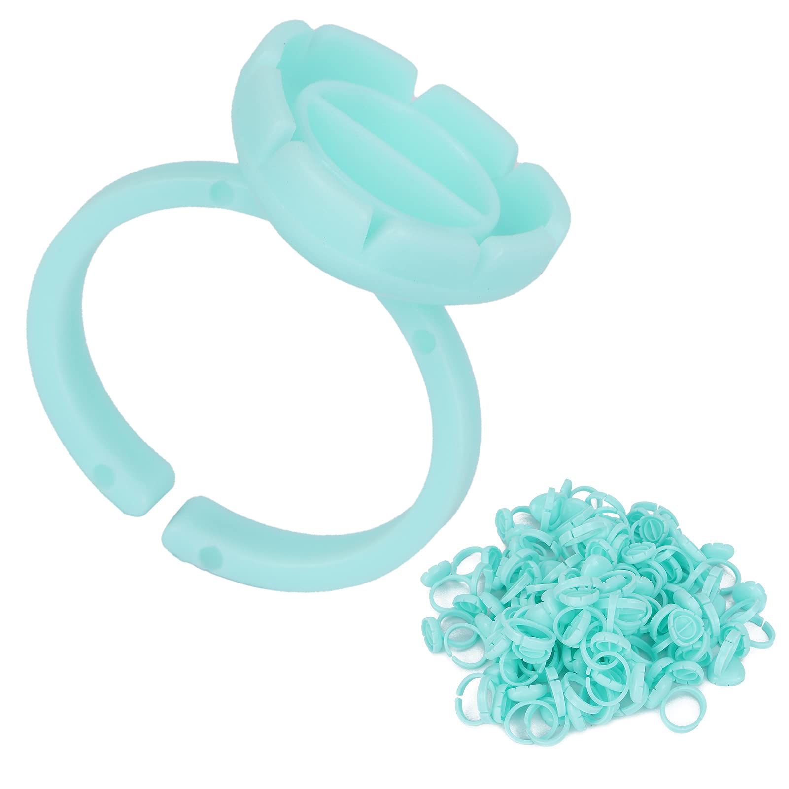 100pcs Disposable Eyelash Extension Glue Ring Holder Cups - Portable Lash Glue Trays for Professional & DIY Lash Artists - Perfect for Salon, Home Use & Travel (Light Blue)