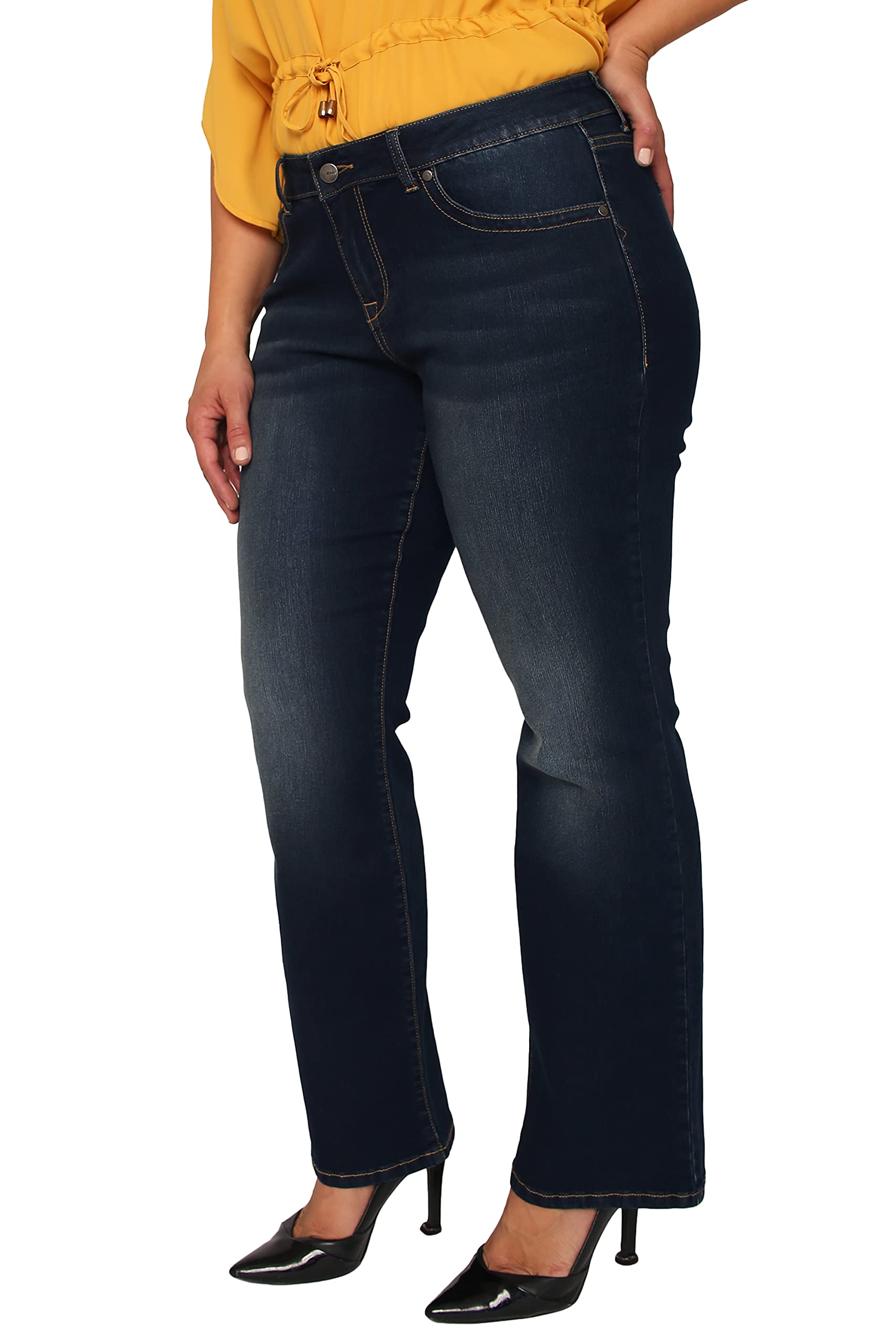 Plus Size Women's Midrise Skinny Flare Jeans - Stretch Denim Pants for Curvy Figures | Perfect for Casual Wear, Office & Date Nights