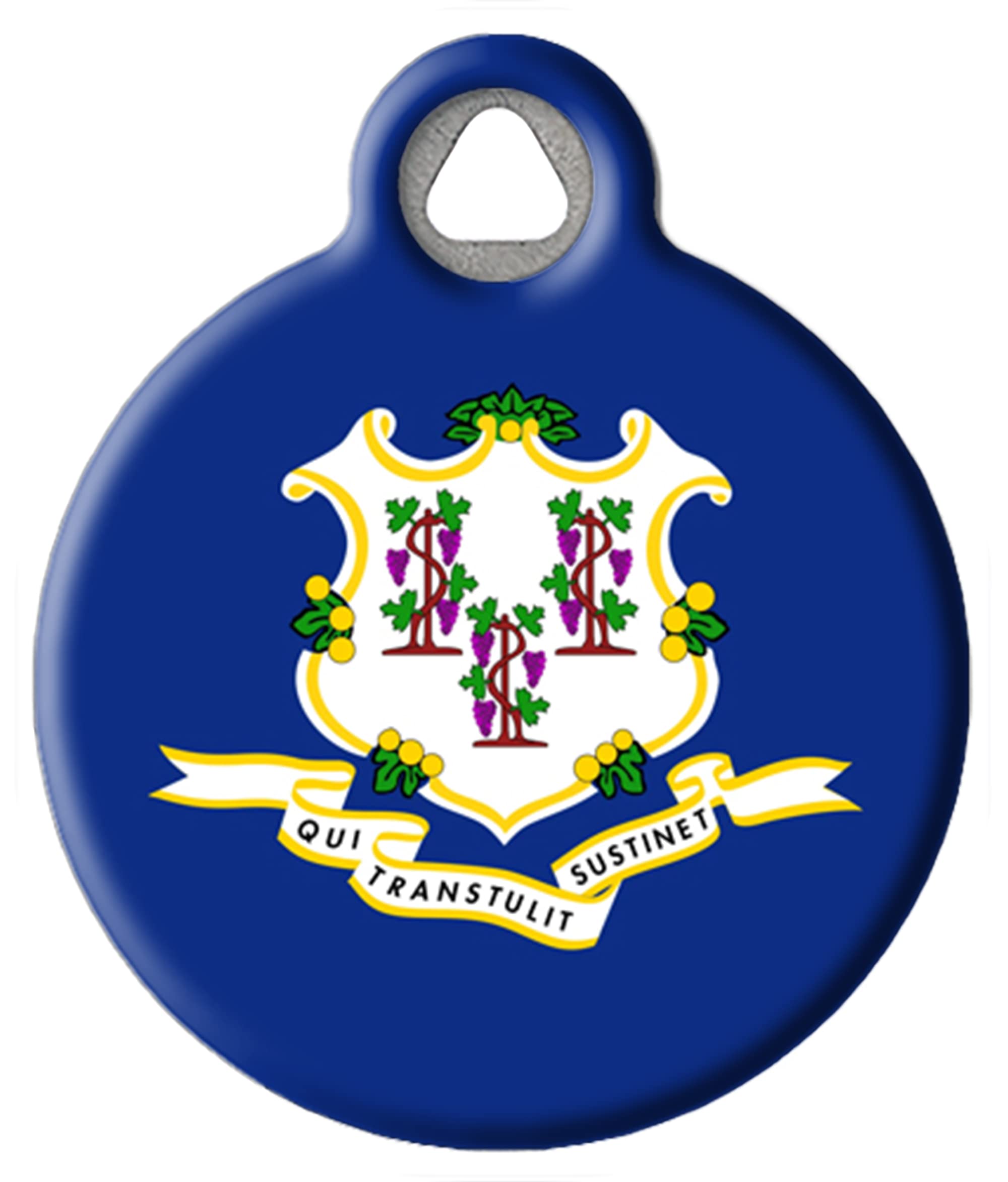 Connecticut State Emblem Pet ID Tag for Dogs and Cats - Personalized Engraved Large Size Pet Tag - Perfect for Collars, Travel & Safety Identification