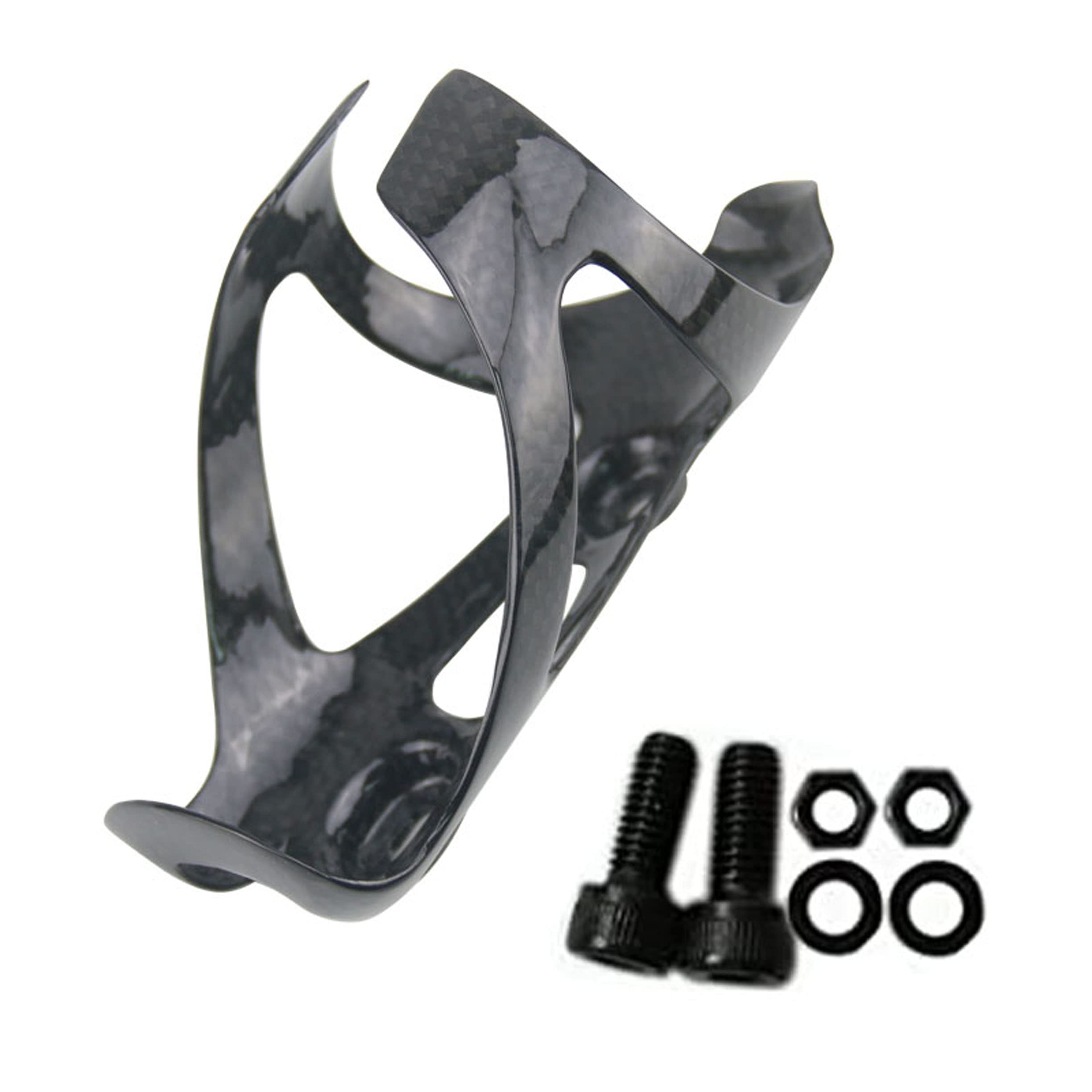RXL SL Full Carbon Fiber Water Bottle Cage - Ultra Lightweight 20g 3K Gloss MTB/Road Bike Water Bottle Holder (Black/White) | Perfect for Cycling, Mountain Biking & Racing | US Stock