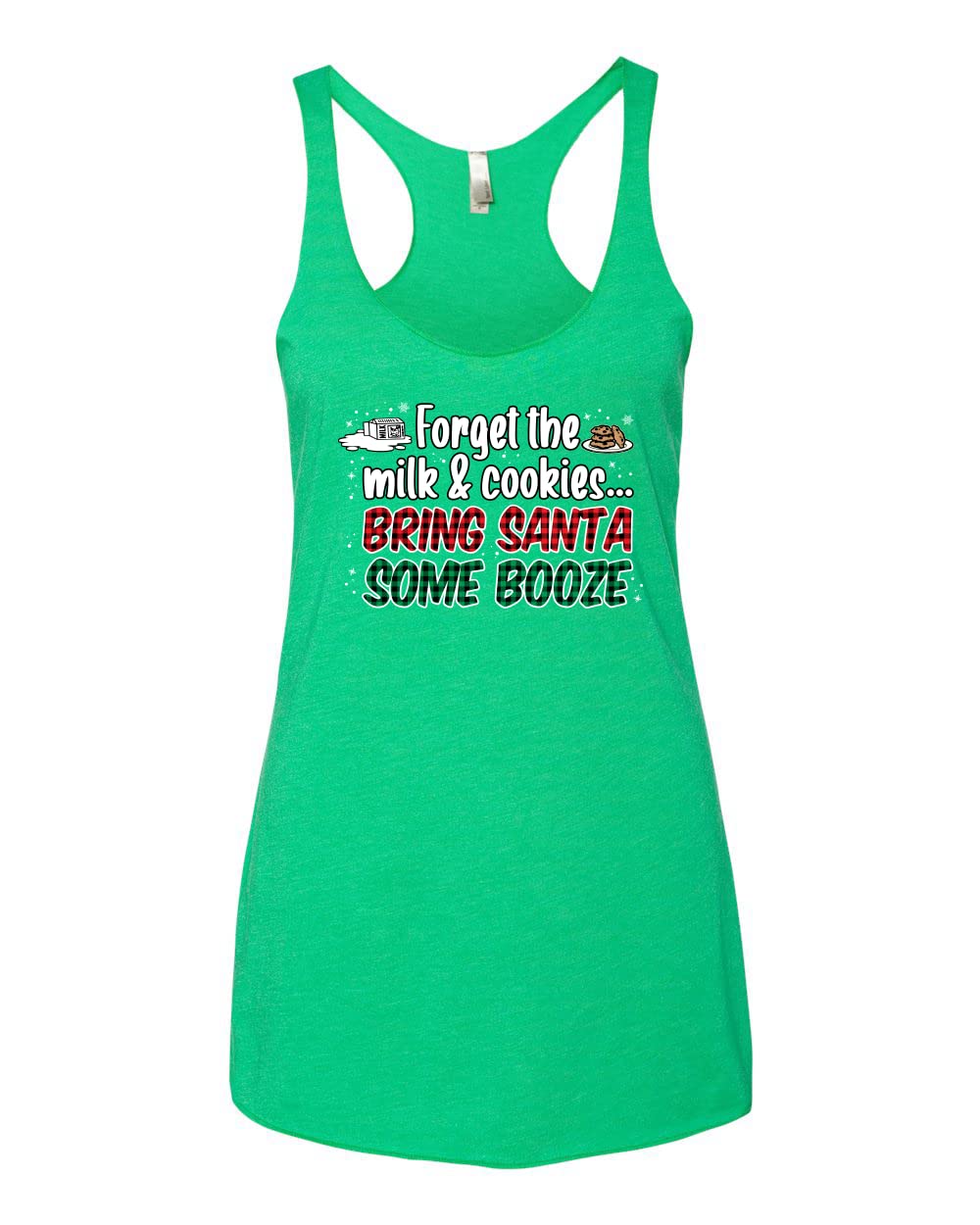 Santa Booze Christmas Tri-Blend Racerback Tank Top - Funny Holiday Party Outfit for Women - Perfect for Ugly Sweater Parties & Festive Gatherings