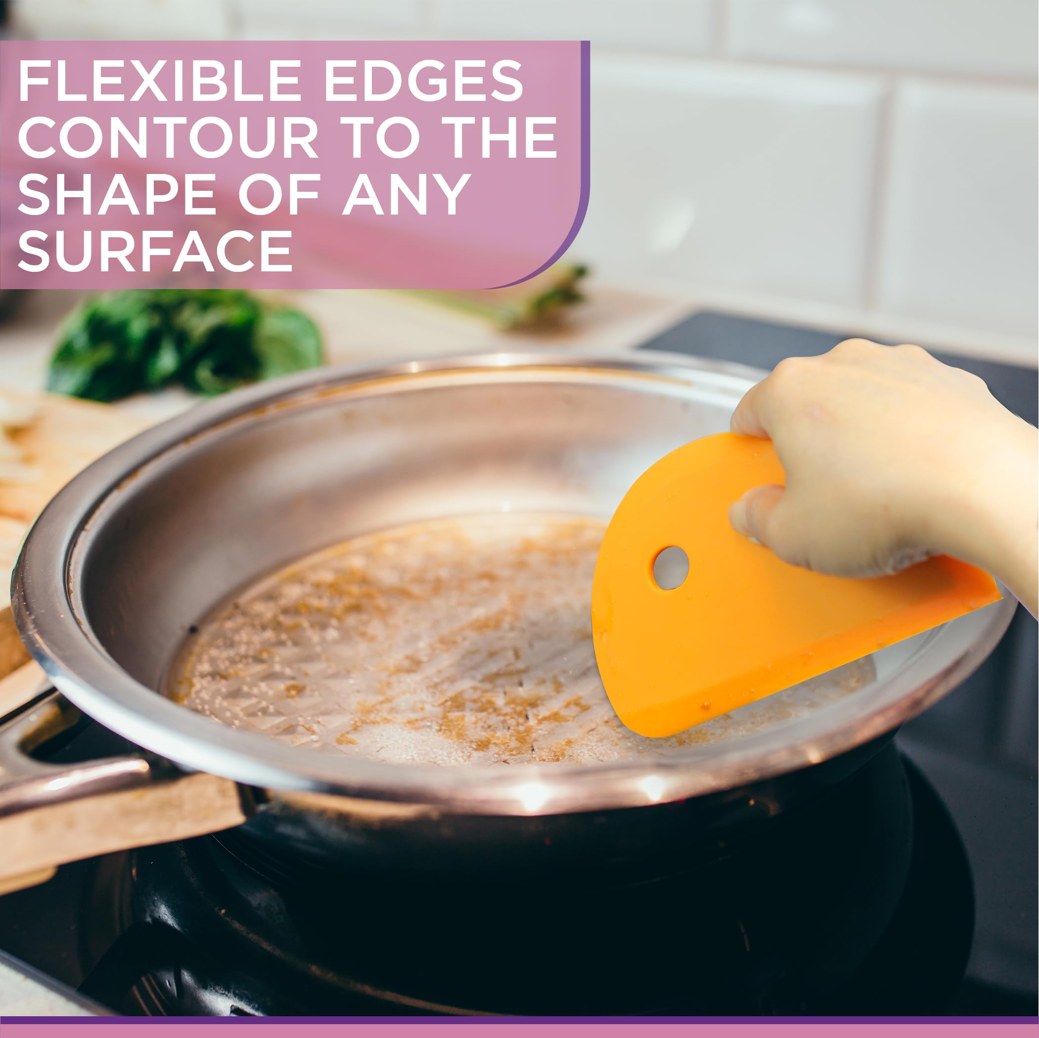 Zoie + Chloe Silicone Scraper Spatula - 7x3.75 Inch Multifunctional Baking Tool for Mixing, Cleaning Bowls, Cake Decorating, Frosting & Painting - Perfect for Home Bakers & Kitchen Enthusiasts (Yellow)