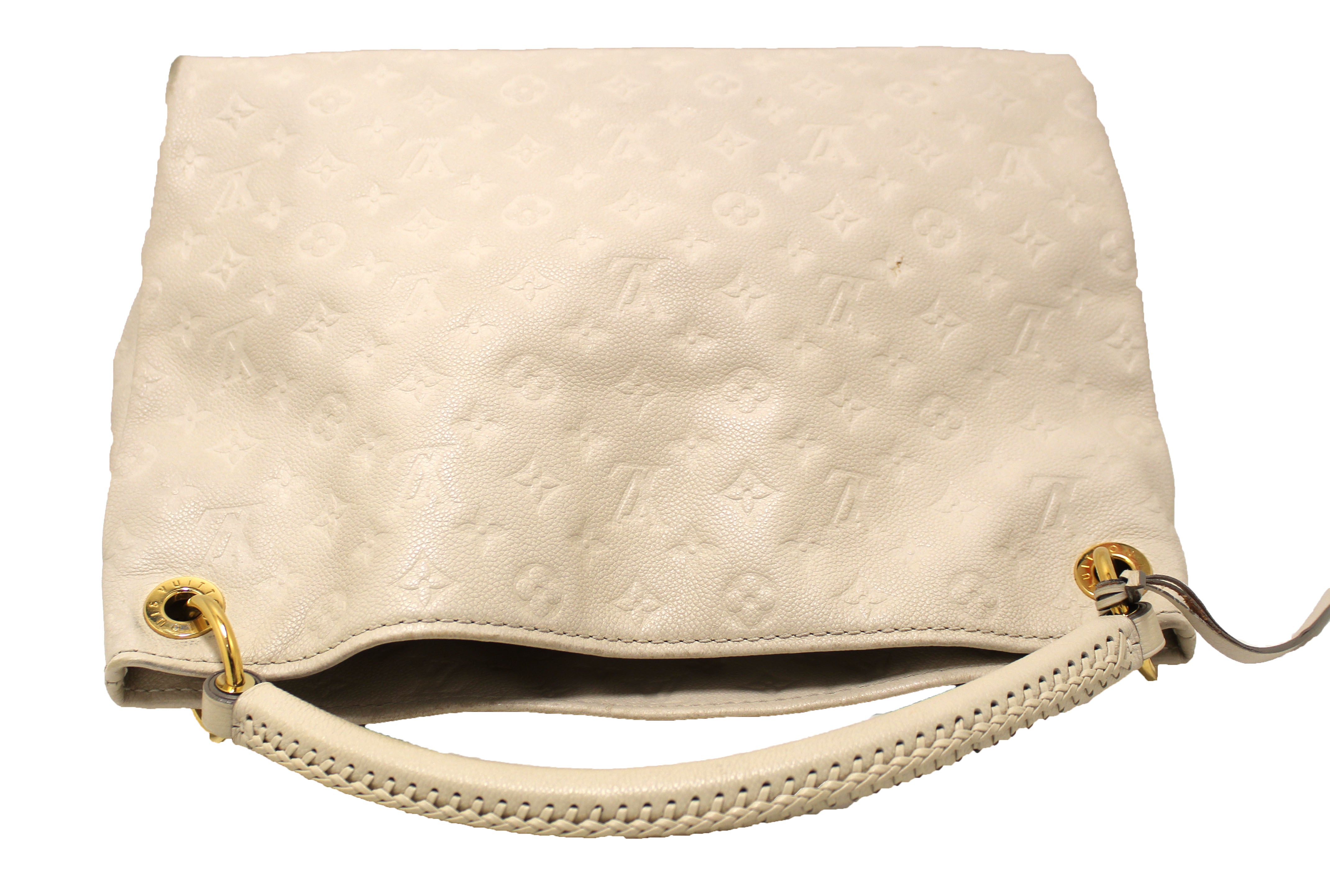 Authentic Louis Vuitton White Monogram Empreinte Leather Artsy MM Shoulder Tote Bag for Women - Luxury Designer Handbag for Work, Travel & Everyday Use