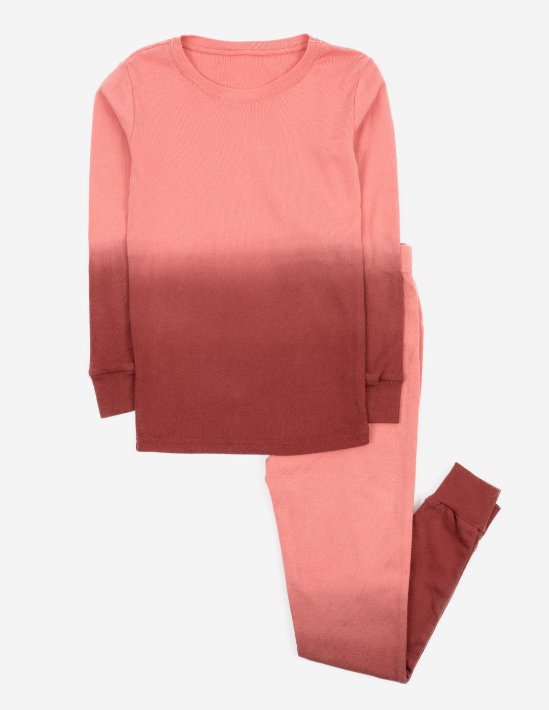 Girls Pink Ombré Tie Dye Cotton Pajama Set - Soft & Comfortable Sleepwear for Kids - Perfect for Sleepovers, Bedtime & Loungewear