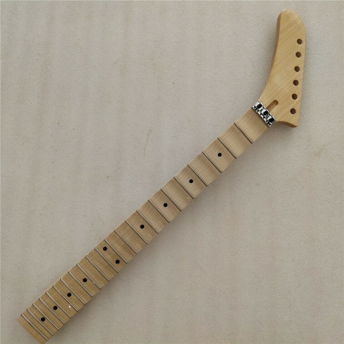 YAFEN Reverse Banana Head Full Scalloped Maple Electric Guitar Neck Replacement - 22 Frets - Perfect for Rock, Metal, and Blues Guitar Upgrades