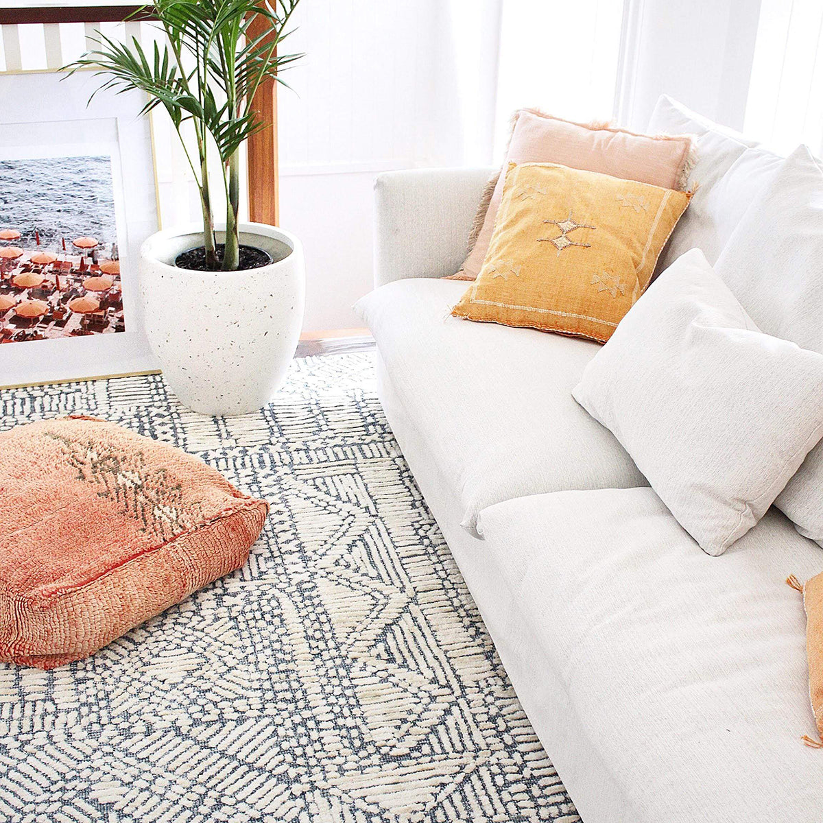 Stylish Karmen Geometric Patterned Area Rug - Modern Home Decor for Living Room, Bedroom & Office - Soft & Durable Non-Slip Floor Mat