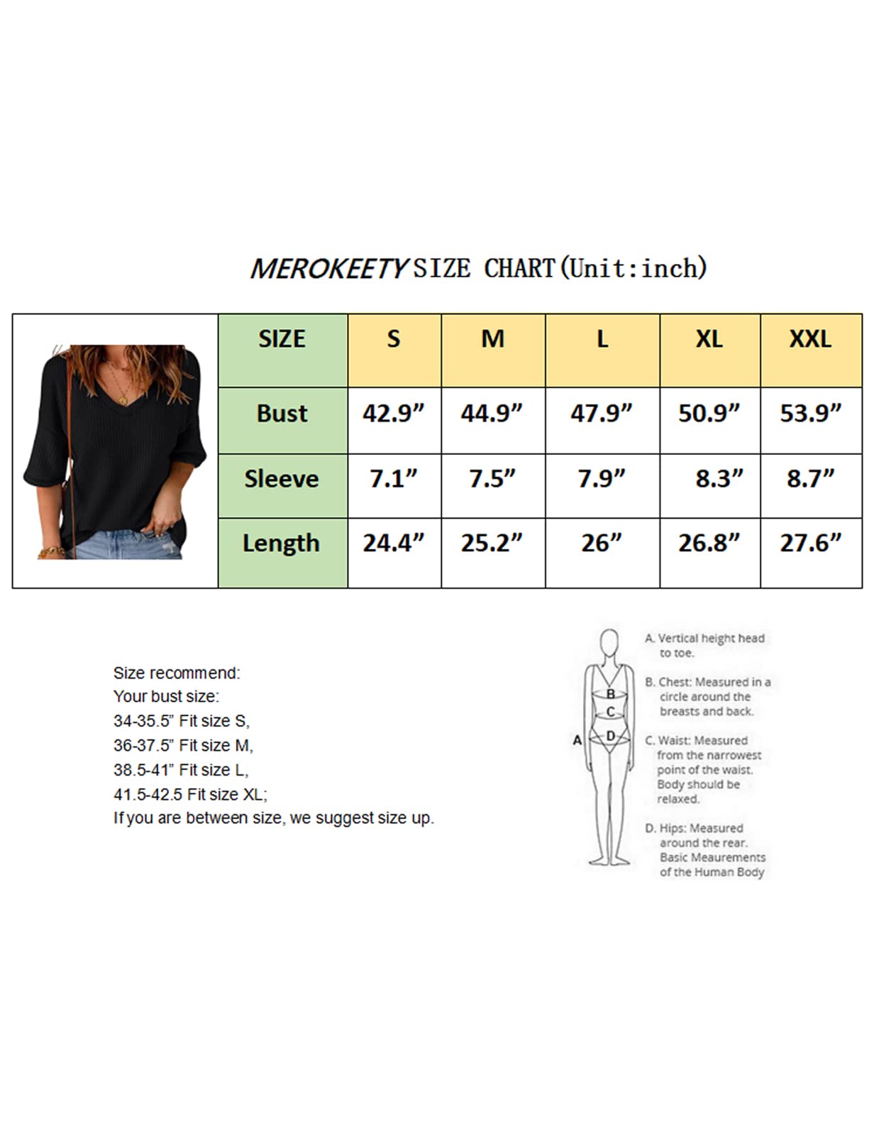 MEROKEETY Women's V-Neck Batwing Half Sleeve Waffle Knit Blouse - Loose Fit Solid Color Tops for Casual Wear, Office & Weekend Outings