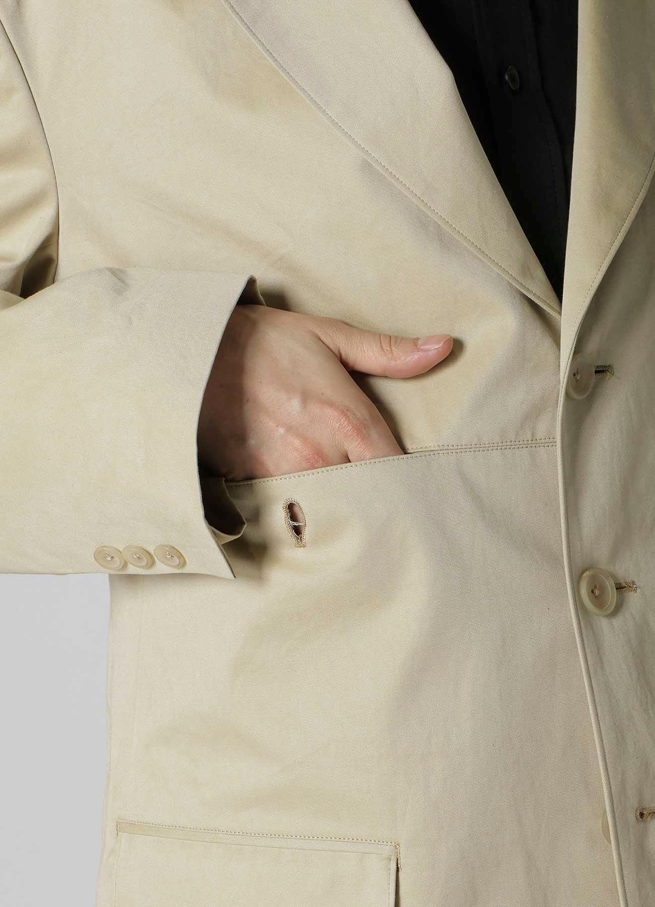 Premium Cotton Gabardine Jacket with Adjustable Shoulder Buckle & Peaked Lapel - Stylish Men's Outerwear for Business Casual & Office Wear