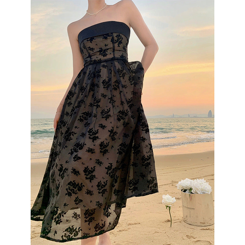 2023 French Retro Strapless Evening Dress for Women - Elegant Summer Party Gown for Weddings, Prom, Cocktail & Formal Events