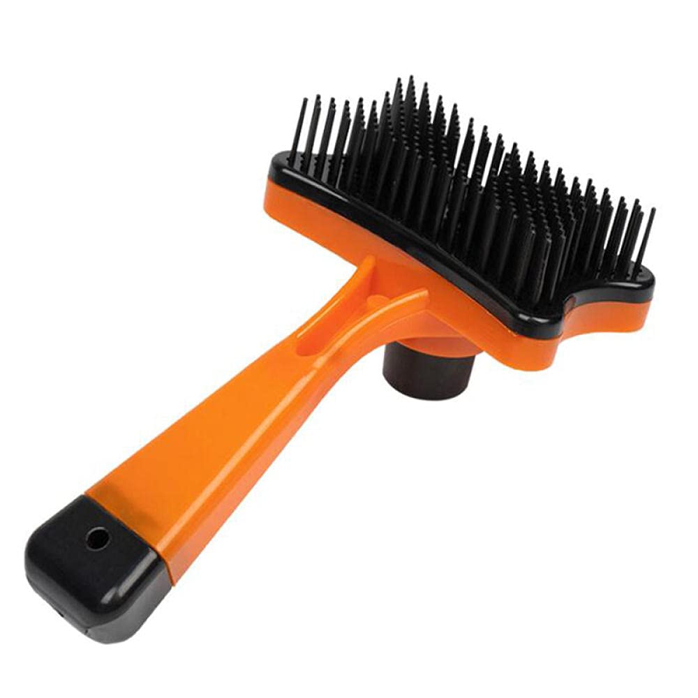 Self-Cleaning Dog Brush for Grooming & Hair Removal - Orange Pet Comb for Dogs & Cats at Home