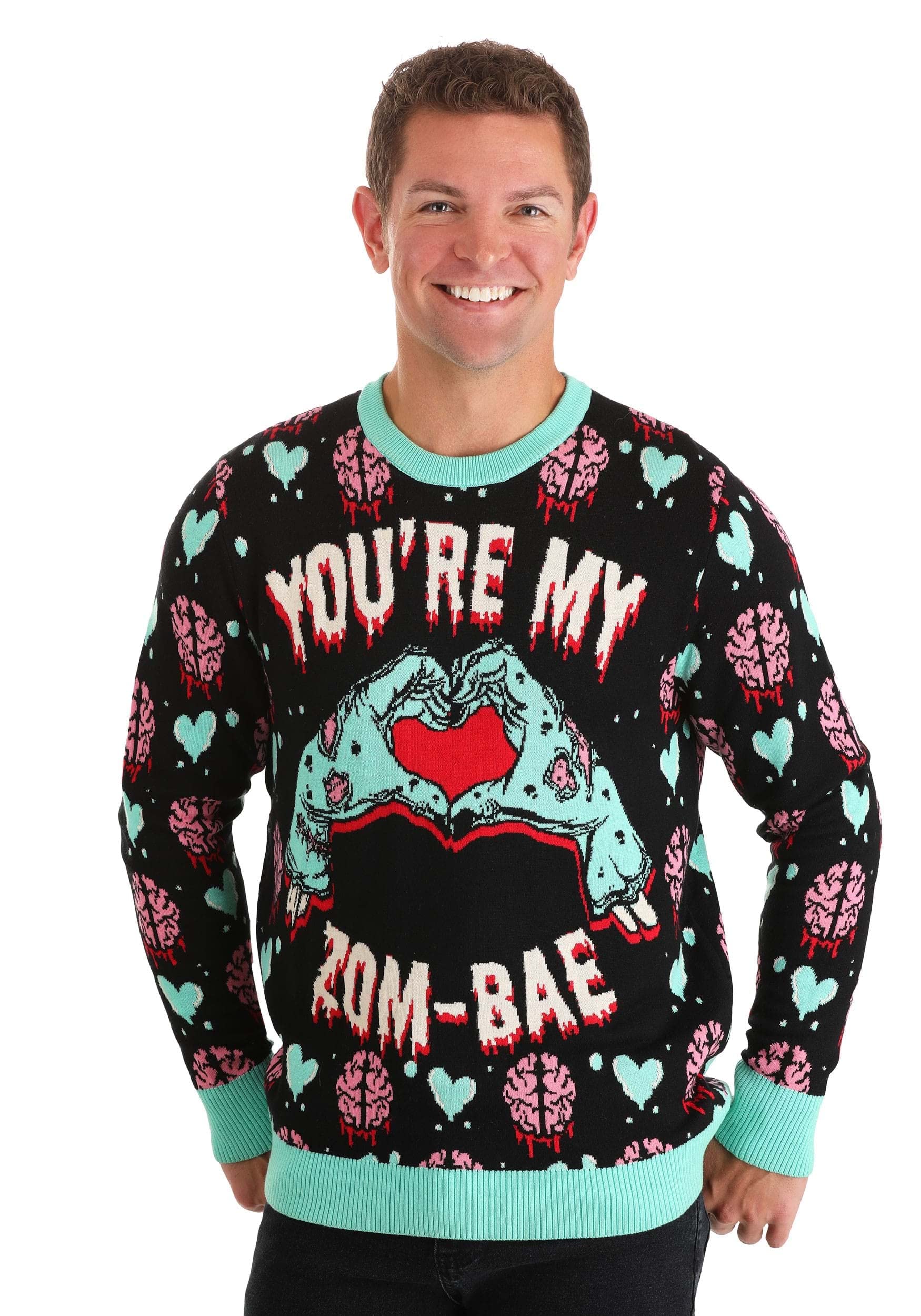 Funny Zombie Valentine's Day Sweater for Couples | 'You're My Zom-Bae' Novelty V-Day Sweatshirt for Adults | Perfect for Valentine's Gifts, Themed Parties & Cosplay