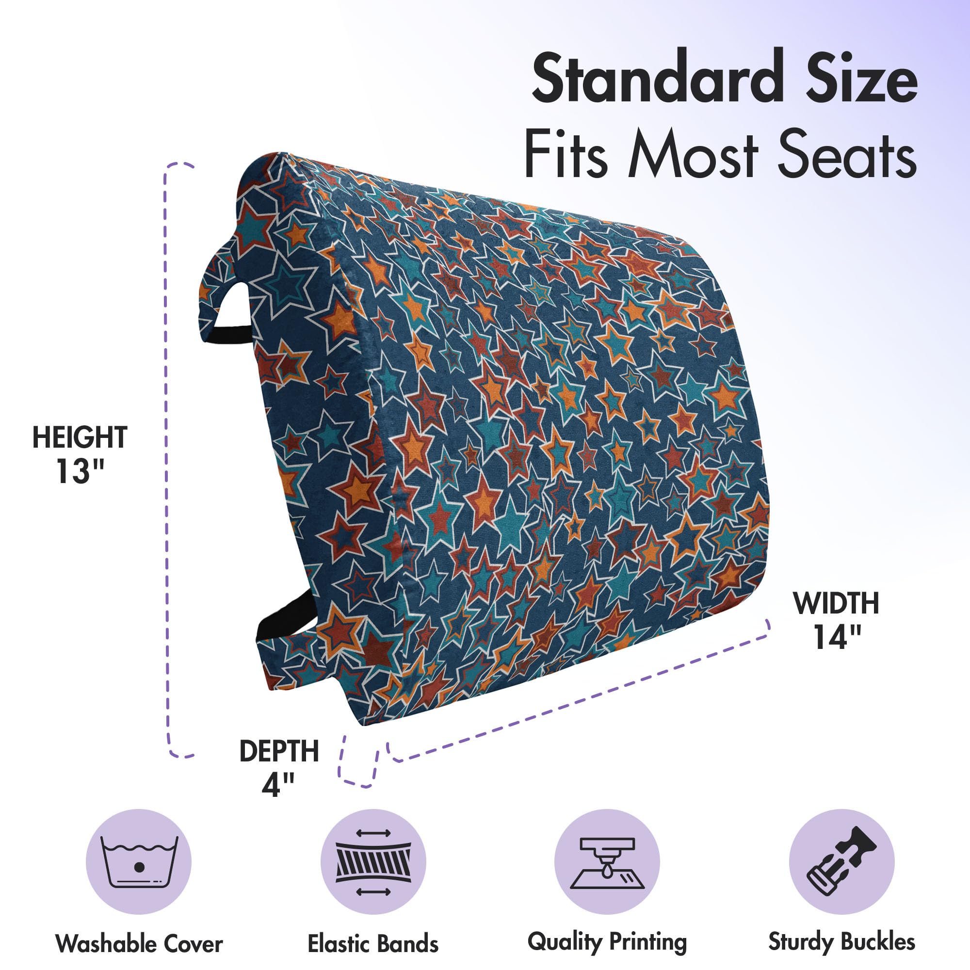 Ambesonne Stars Lumbar Support Pillow - High Density Foam Back Cushion for Office Chair & Car Seat - 14