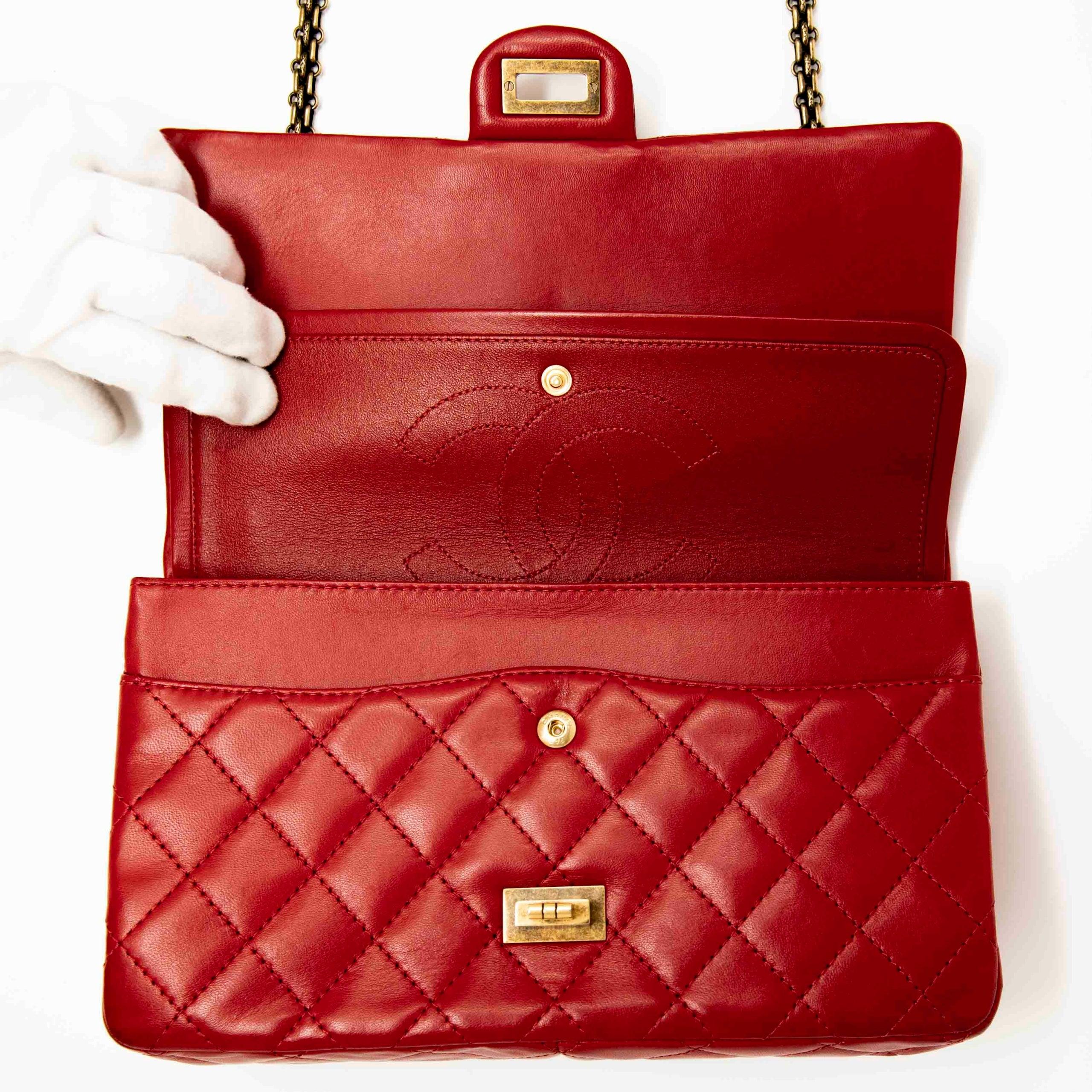 Authentic Chanel Red Lambskin 2.55 Reissue 226 Flap Bag - Luxury Designer Handbag for Women, Perfect for Date Night & Special Occasions