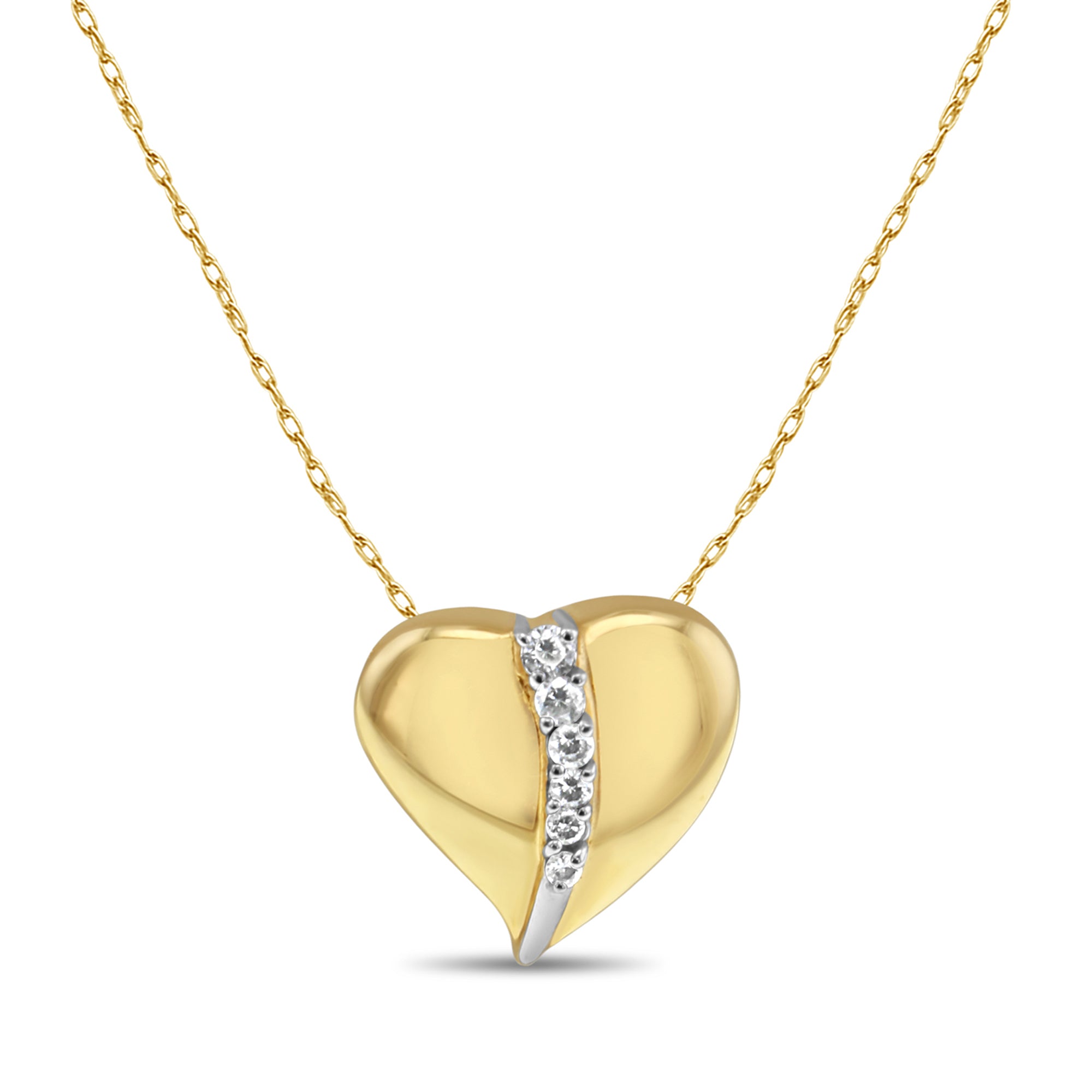 Bubble Heart Shaped Diamond Necklace .20cttw 14k Yellow Gold - Elegant Valentine's Day Gift for Her, Anniversary Jewelry