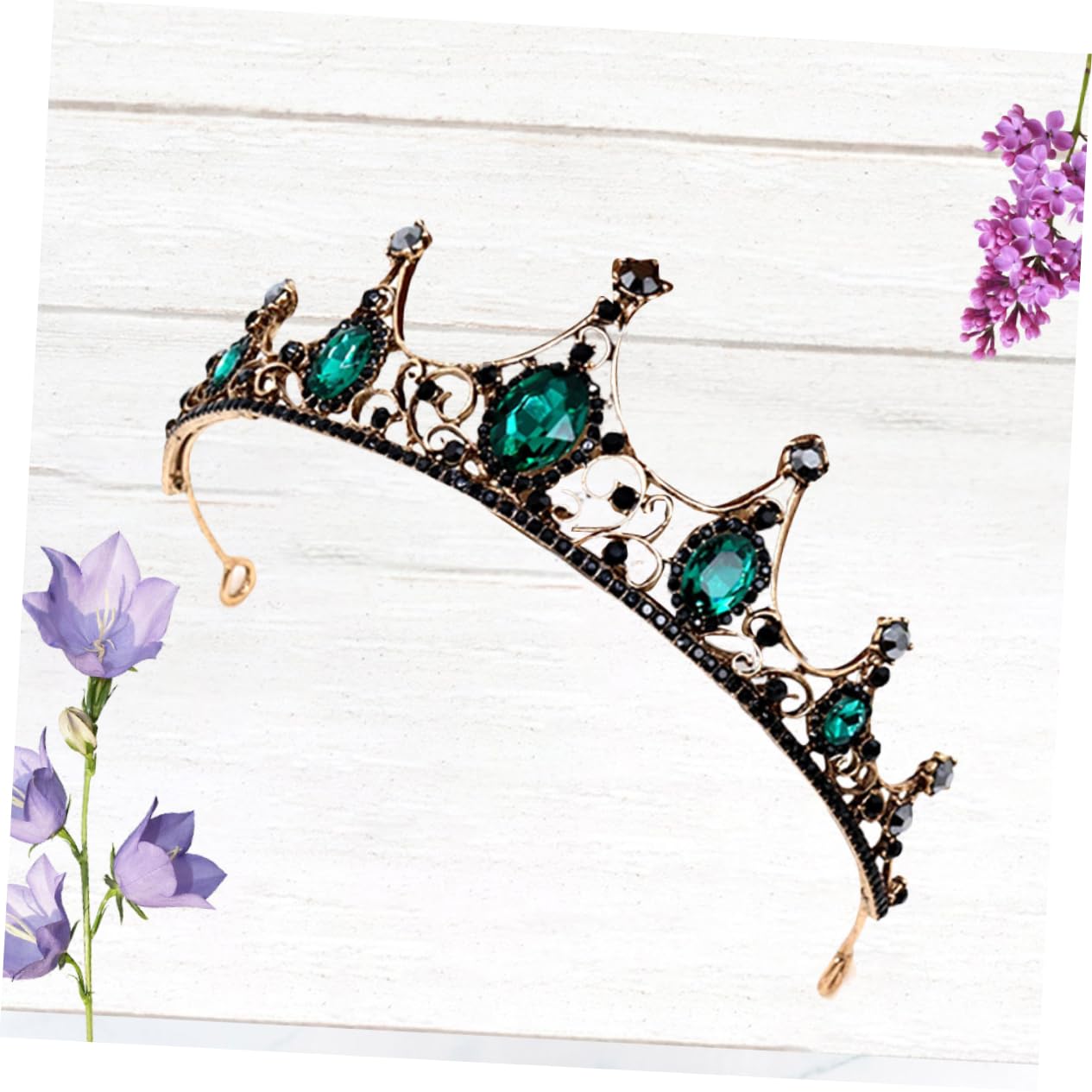 FOMIYES Bridal Tiara Headpiece for Women - Baroque Style Wedding Crown with Green Stones - Perfect for Brides, Misses, and Special Occasions