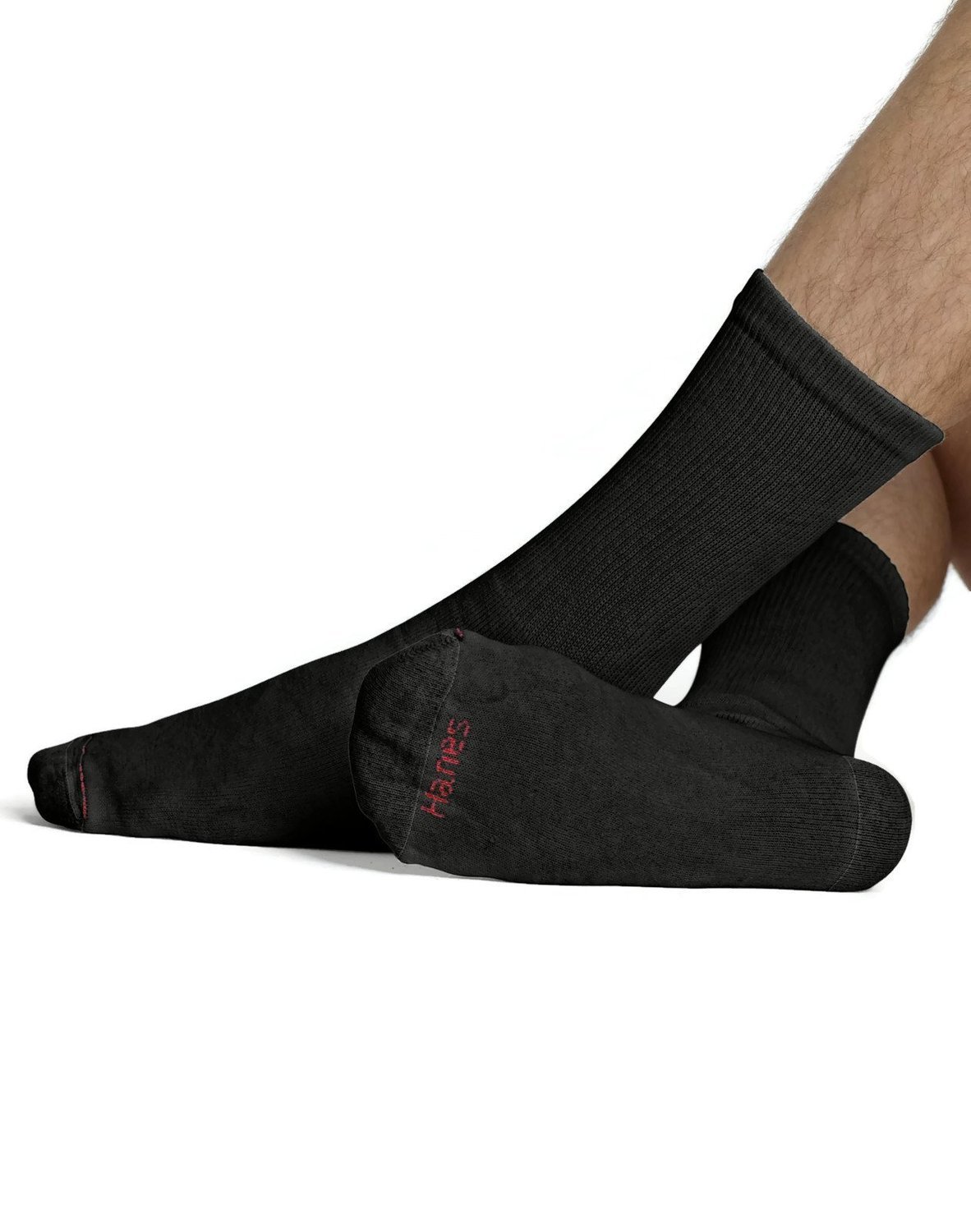 Hanes Men's 12 Pack Black Crew Socks for Work & Casual Wear (Size 10-13) - Comfortable Everyday Socks for Office, Gym, and Daily Use