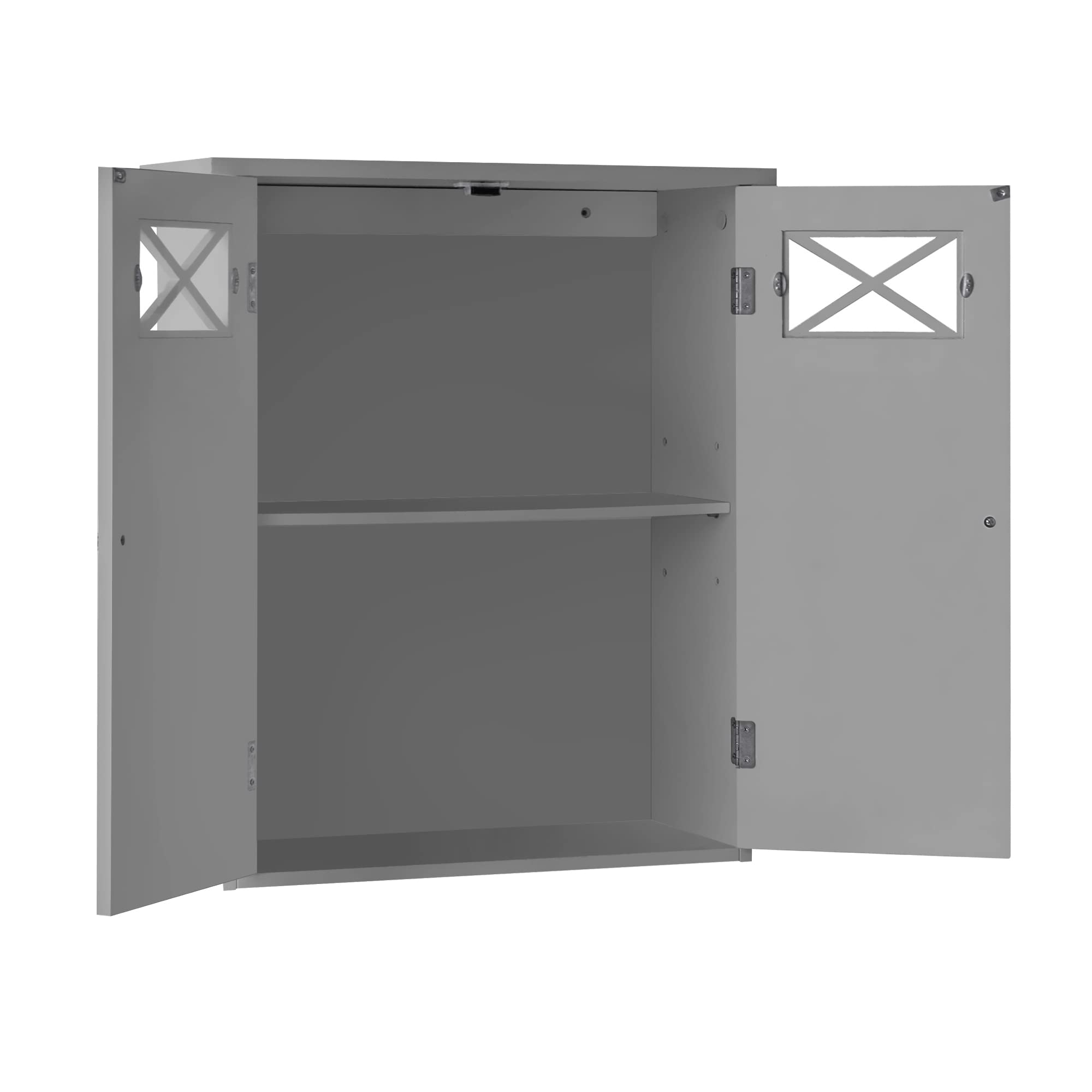Teamson Dawson Wooden Wall Cabinet - Gray for Living Room Storage