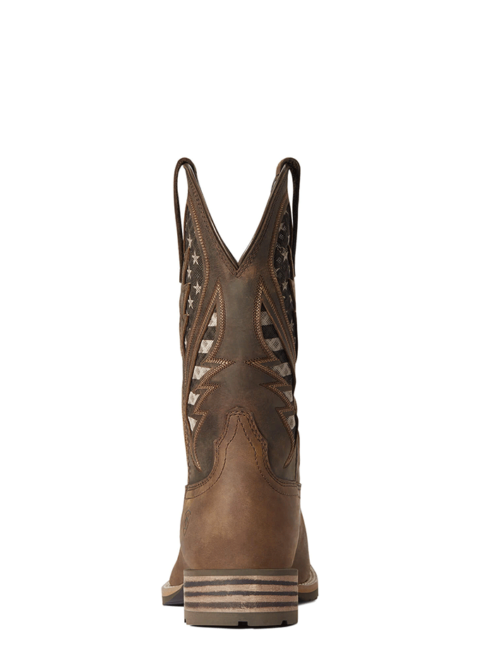 Ariat Men's Hybrid VentTEK Western Boot - American Flag Distressed Brown - Comfortable & Durable Cowboy Boots for Riding, Work & Outdoor Activities