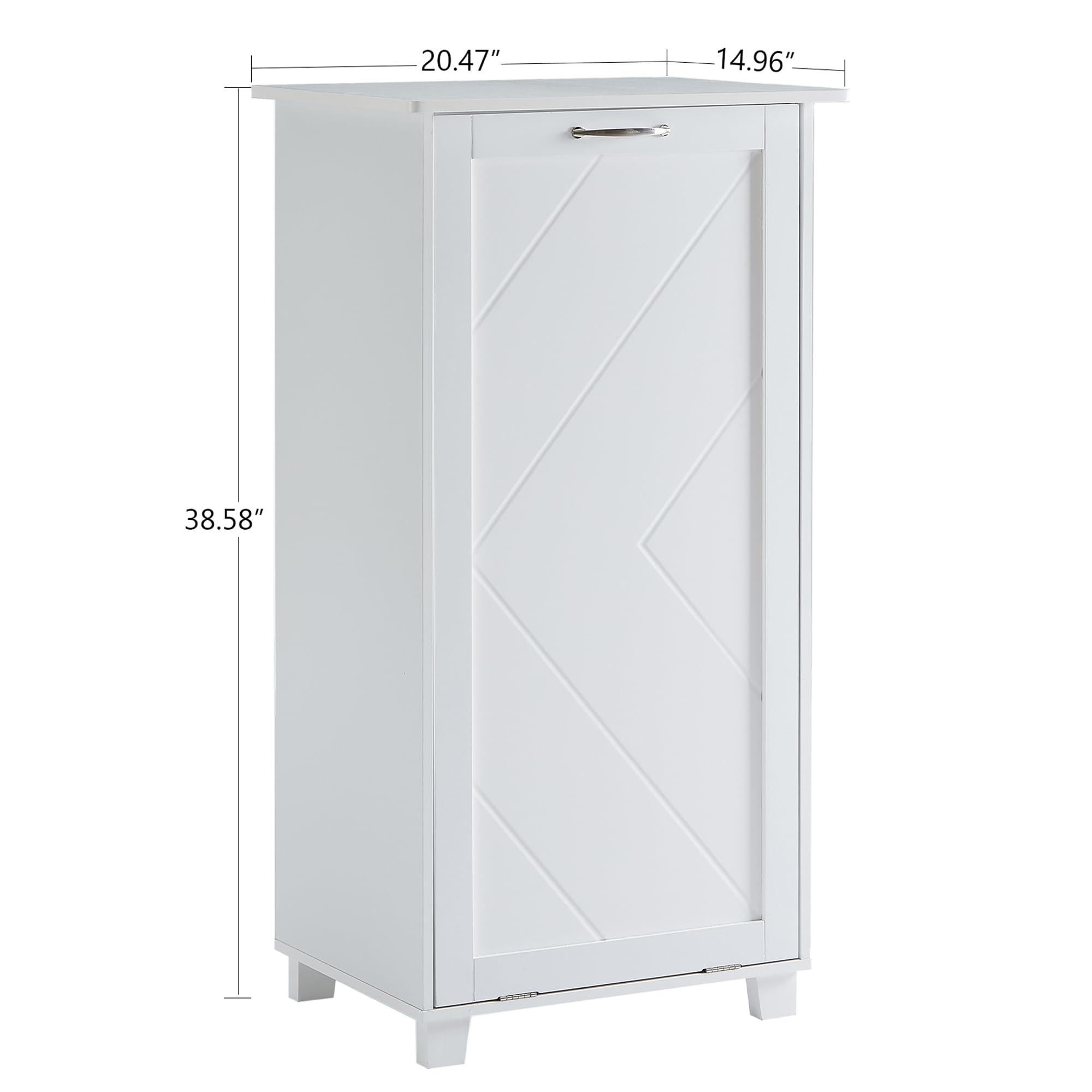 VECELO Tilt Out Kitchen Trash Bin Cabinet - Dog Proof Garbage Can with Wood Holder, Free Standing Recycling Bin in White - Perfect for Kitchens, Pantries & Pet-Friendly Homes
