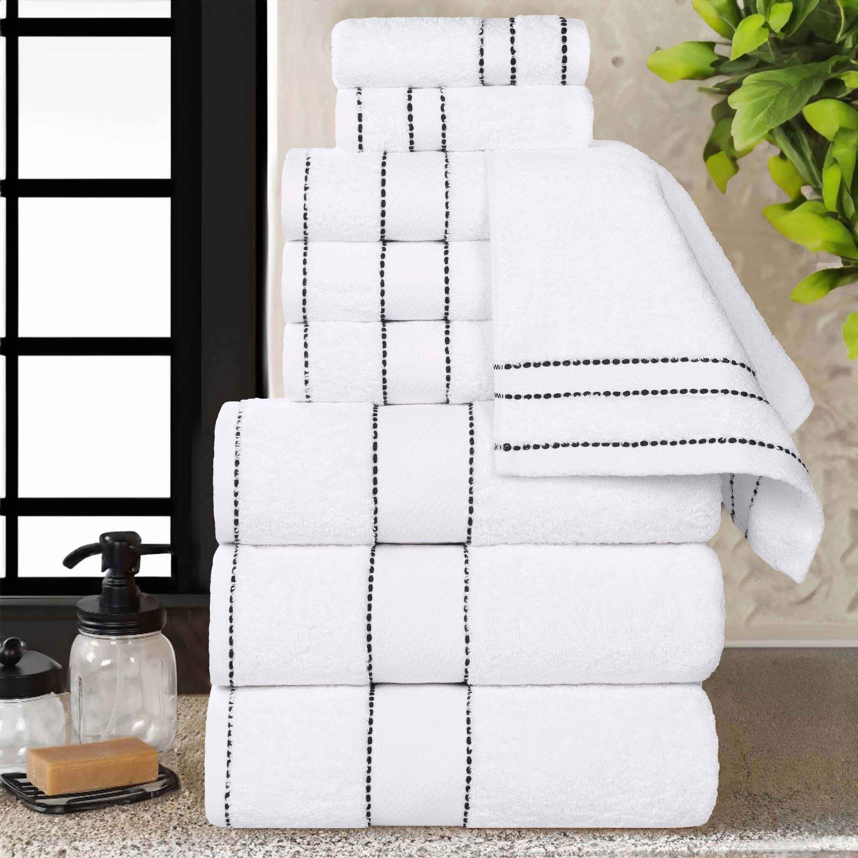 Premium 9-Piece Giza Cotton Towel Set - Ultra Absorbent, Soft & Luxurious Egyptian Dobby Weave - Perfect for Bath, Spa & Guest Bathrooms