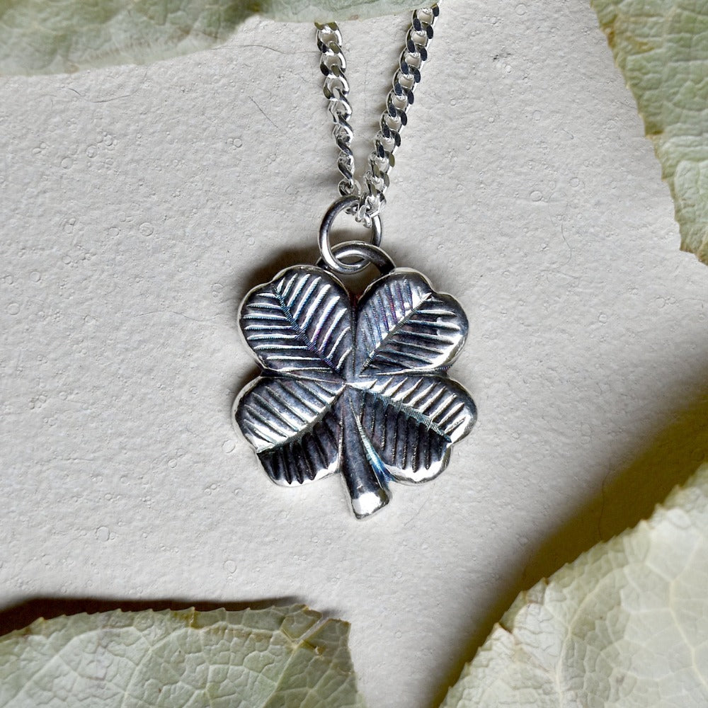 4 Leaf Clover Sterling Silver Necklace - Irish Luck Charm Jewelry for Women - Perfect for St. Patrick's Day Gifts & Everyday Wear