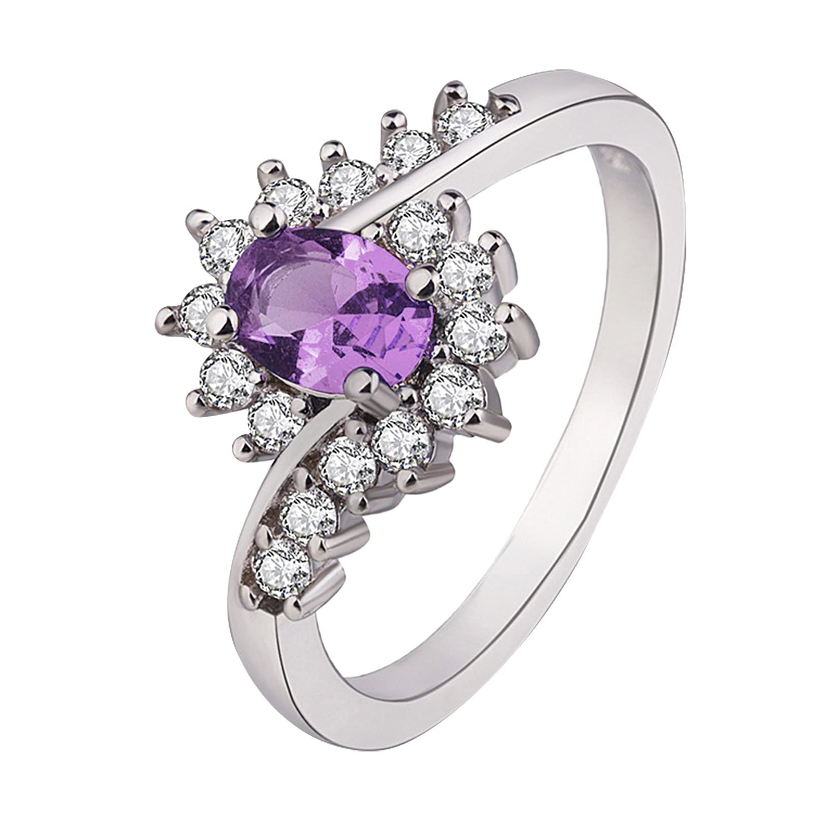 Elegant Silver Flower Crystal Statement Ring for Women - Wedding, Party & Special Occasion Jewelry Accessory - Perfect for Bridal, Engagement & Evening Events