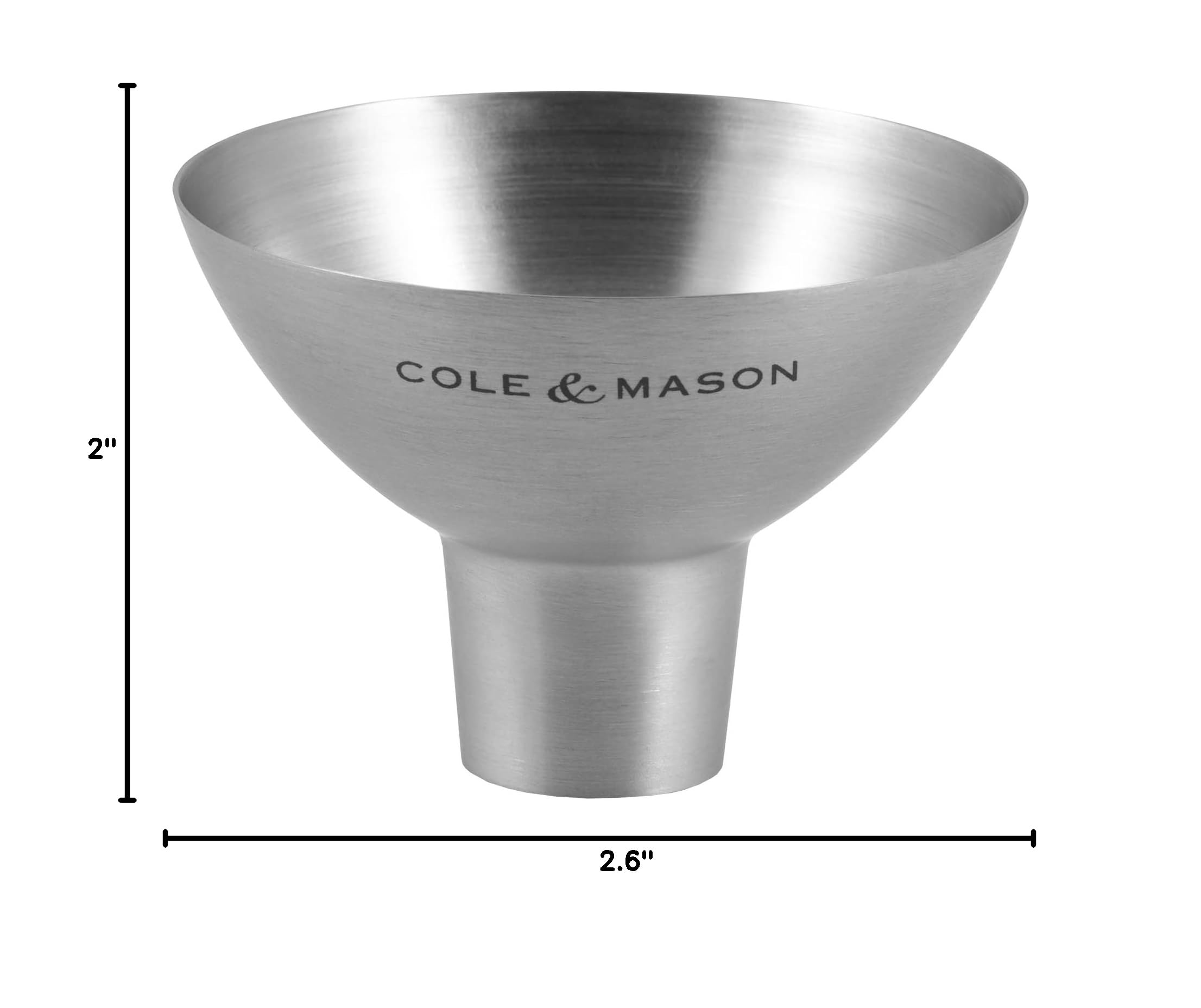 Cole & Mason Stainless Steel Salt and Pepper Funnel - Premium Metal Kitchen Funnel for Spice Jars, Bottles & Seasoning Containers - Durable Small Funnel for Easy Refilling - Perfect for Home Cooking, Baking & Pantry Organization