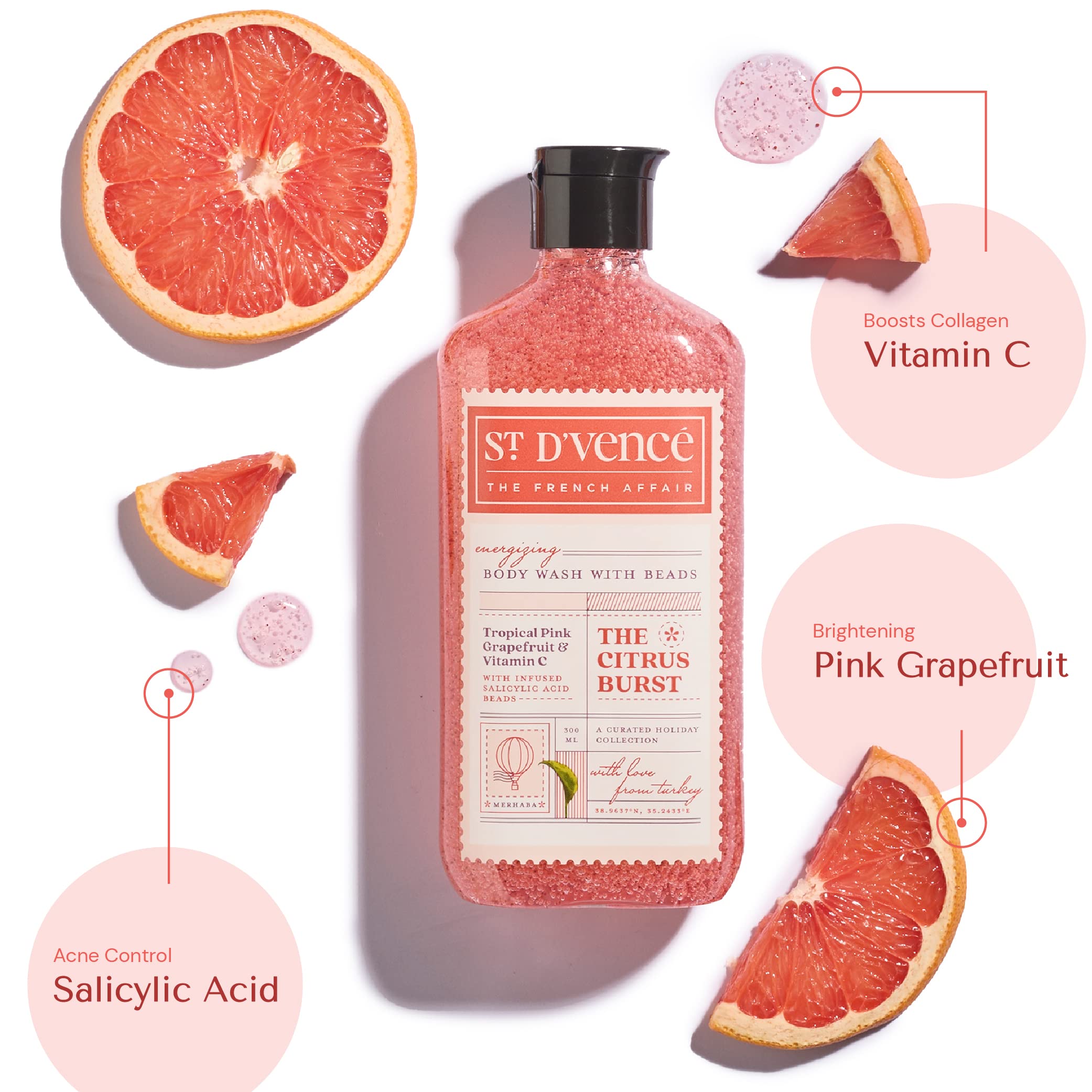 ST. D'VENCE Salicylic Acid Body Wash for Women & Men - Exfoliating & Tan Removal Shower Gel with Natural Ingredients | Paraben & Sulfate Free (300ml x 3) | Perfect for Summer Skincare & Acne-Prone Skin