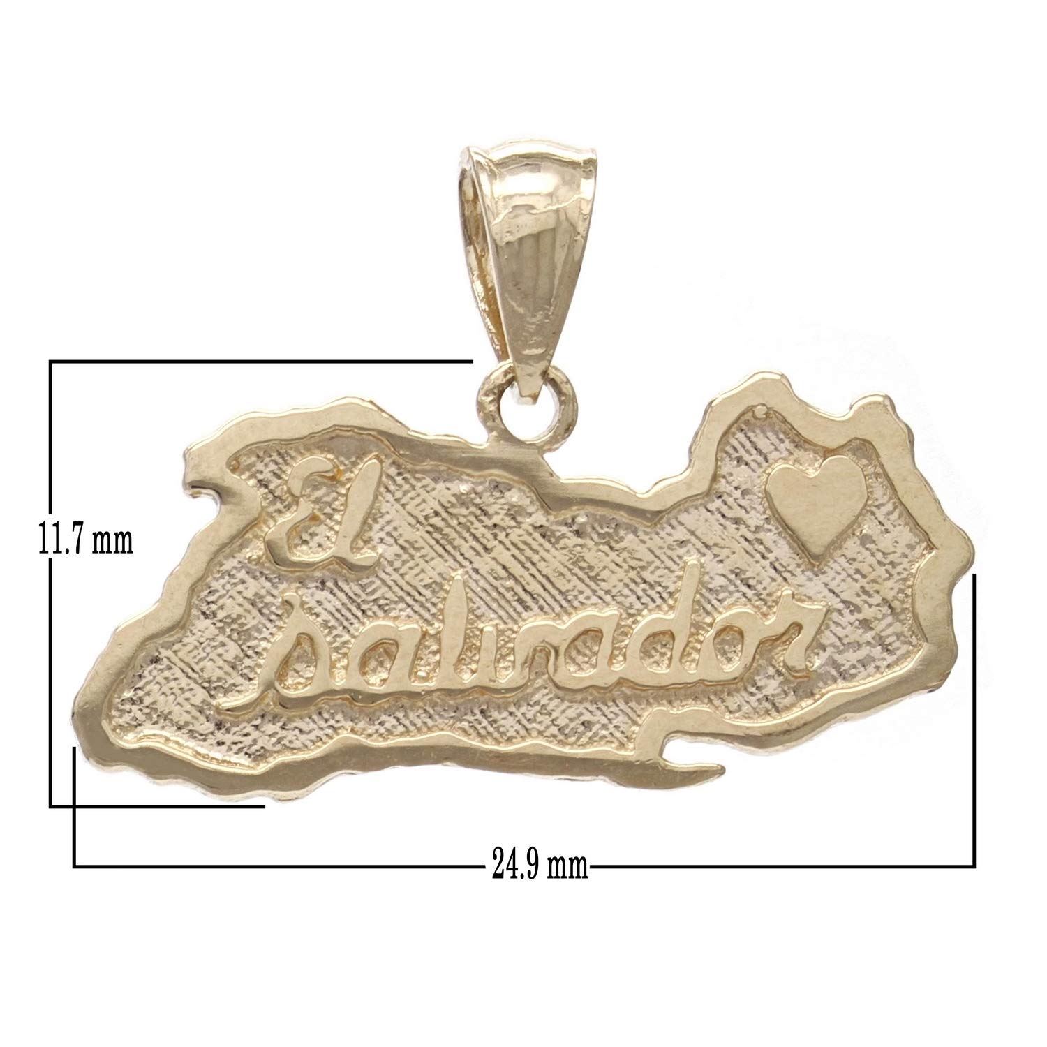 14K Yellow, White, or Rose Gold El Salvador Map Heart Charm Pendant Necklace - Perfect for Gifts, Travel Souvenirs & Cultural Jewelry Lovers