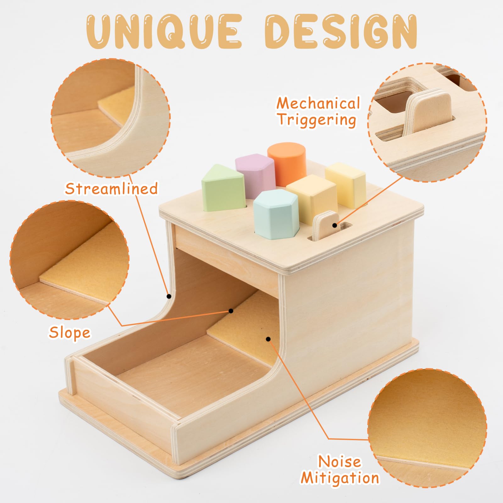 Montessori Object Permanence Box with 6 Wooden Blocks - Educational Baby Toys for 6-12 Months & 1-3 Year Olds - Ball Drop Toy for Toddler Learning & Fine Motor Skills Development - Perfect for Home Preschool & Daycare Activities