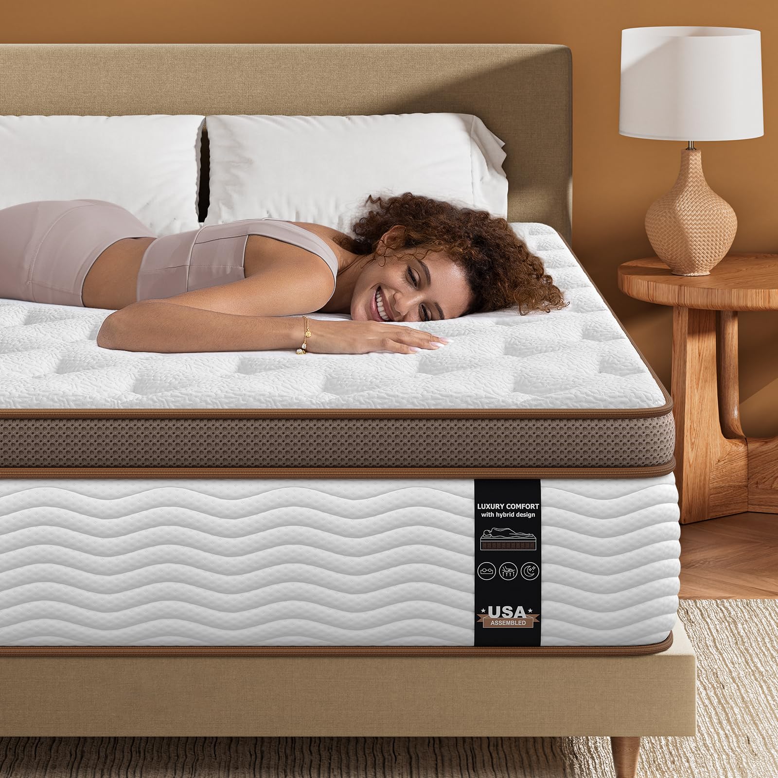 BedStory Premium 14 Inch Queen Hybrid Mattress - Advanced Pocket Spring Technology for Optimal Spinal Support & Pain Relief - CertiPUR-US Certified - Perfect for Back Pain Sufferers & Couples (Motion Isolation)